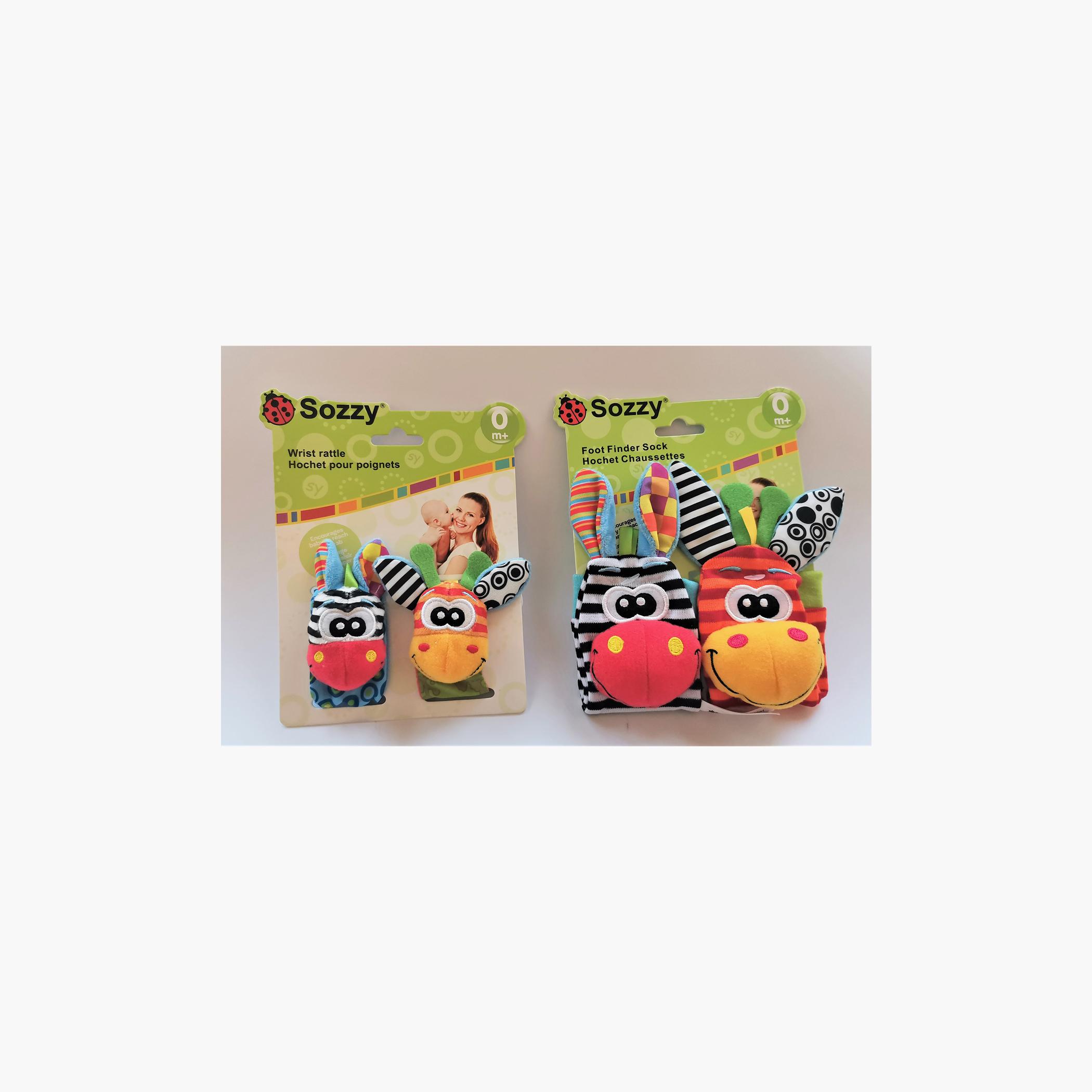 Factory Price Set of Wrist Rattle & Foot Finder Socks, Animal Design C-toys-babyandtoddlertoys-rattlesandteethers-image-1