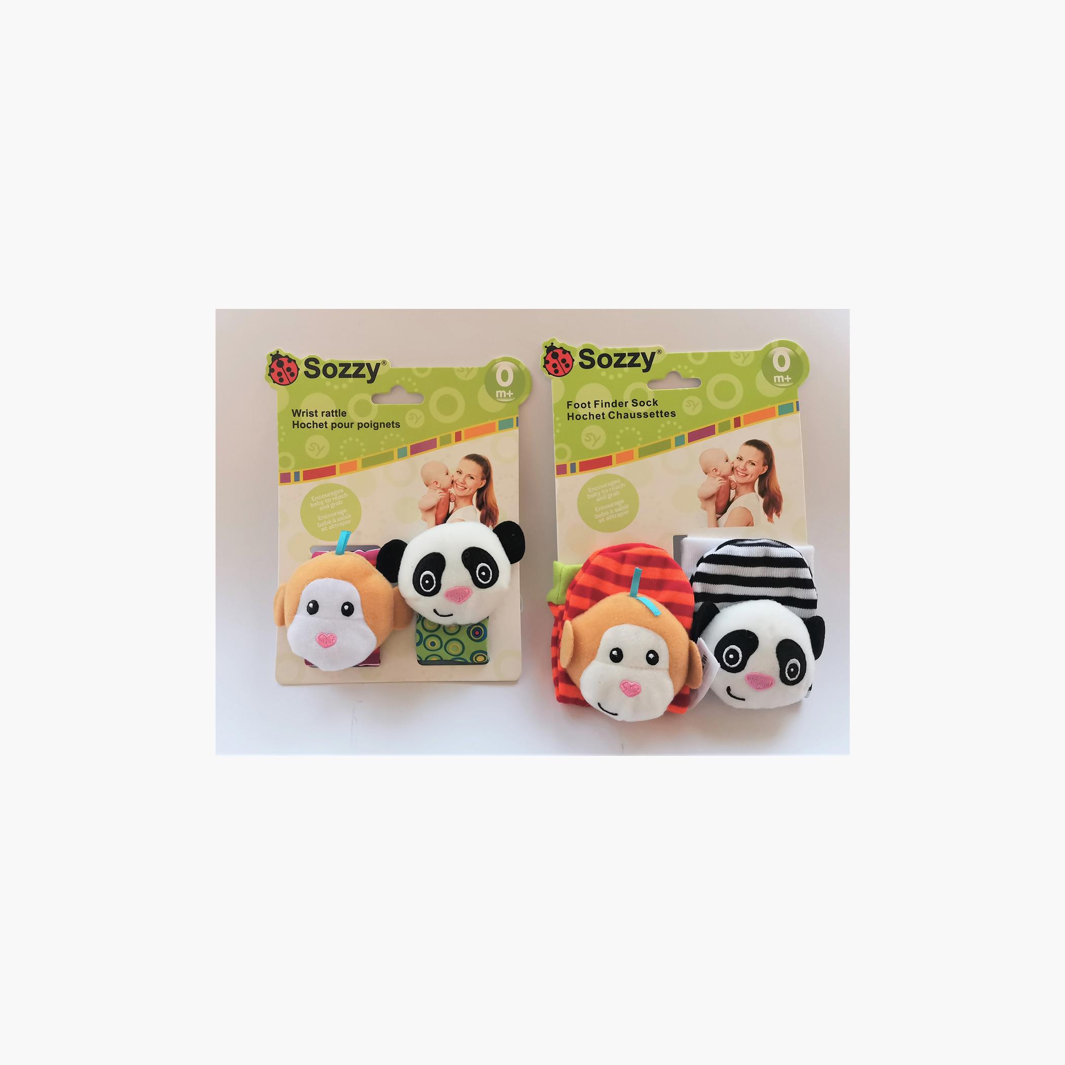 Factory Price Set of Wrist Rattle & Foot Finder Socks, Animal Design A-toys-babyandtoddlertoys-rattlesandteethers-image-1