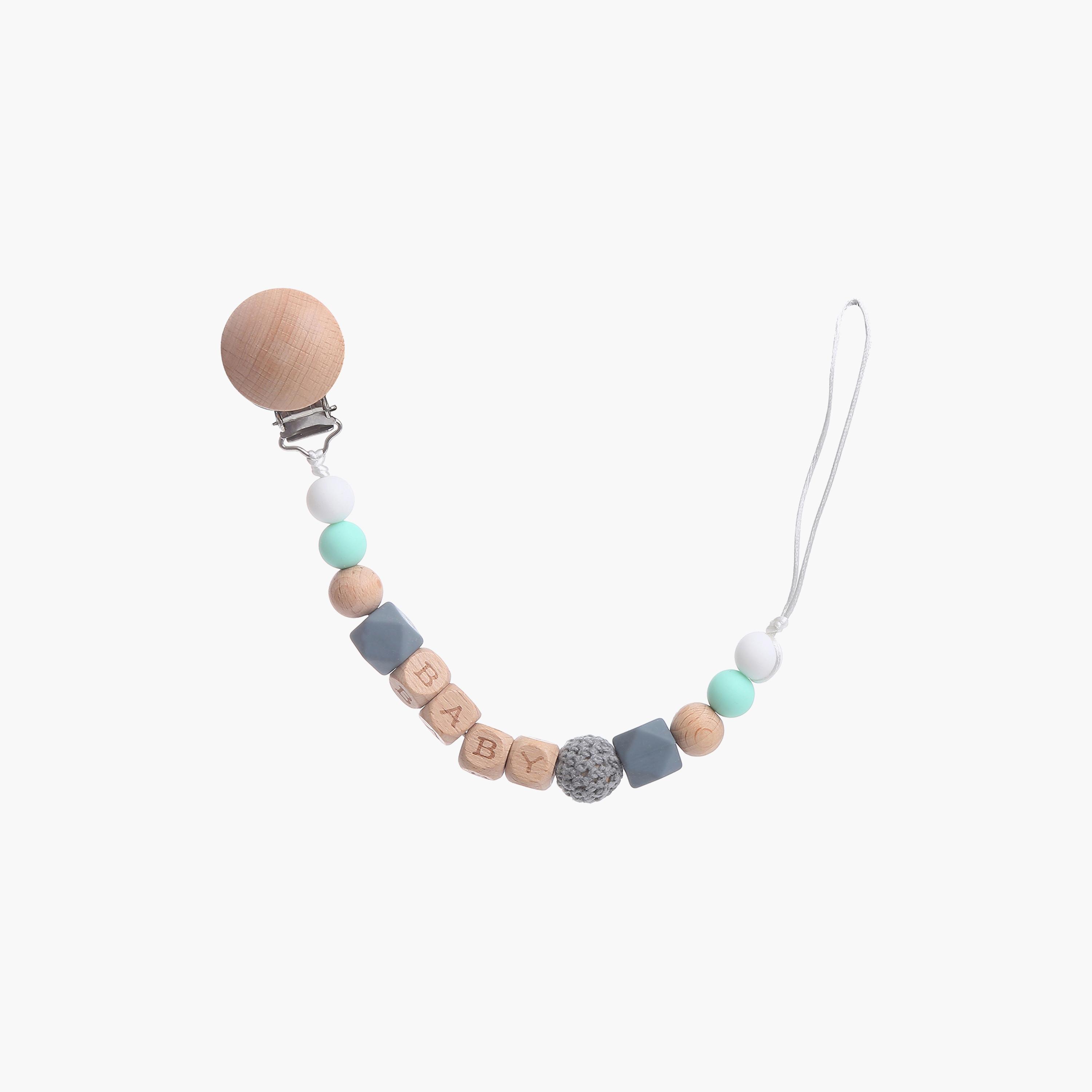 Factory Price Sean Silicone & Wooden Pacifier Clip-baby-feeding-pacifiers-image-1