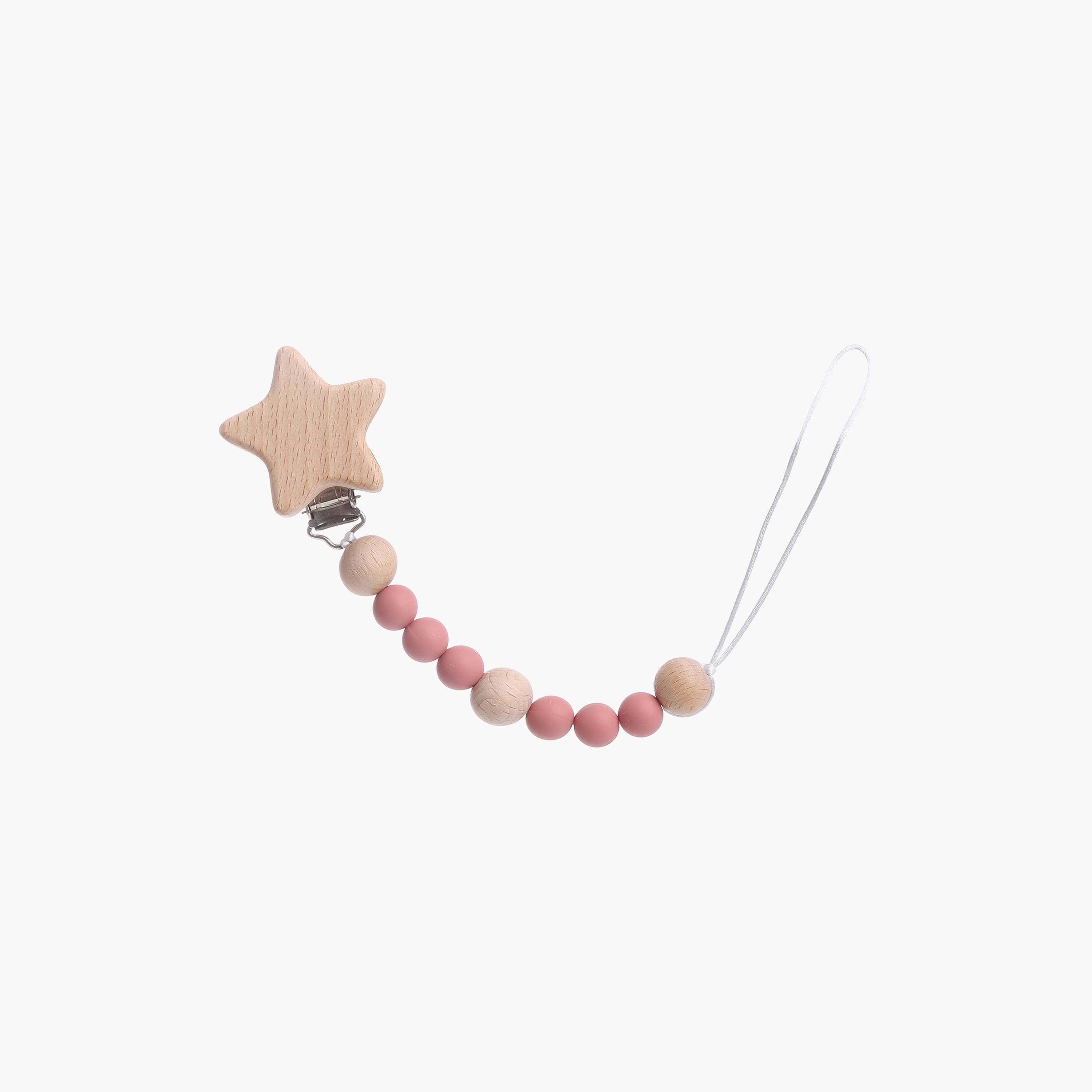 Factory Price Star Silicone & Wooden Pacifier Clip-baby-feeding-pacifiers-image-1
