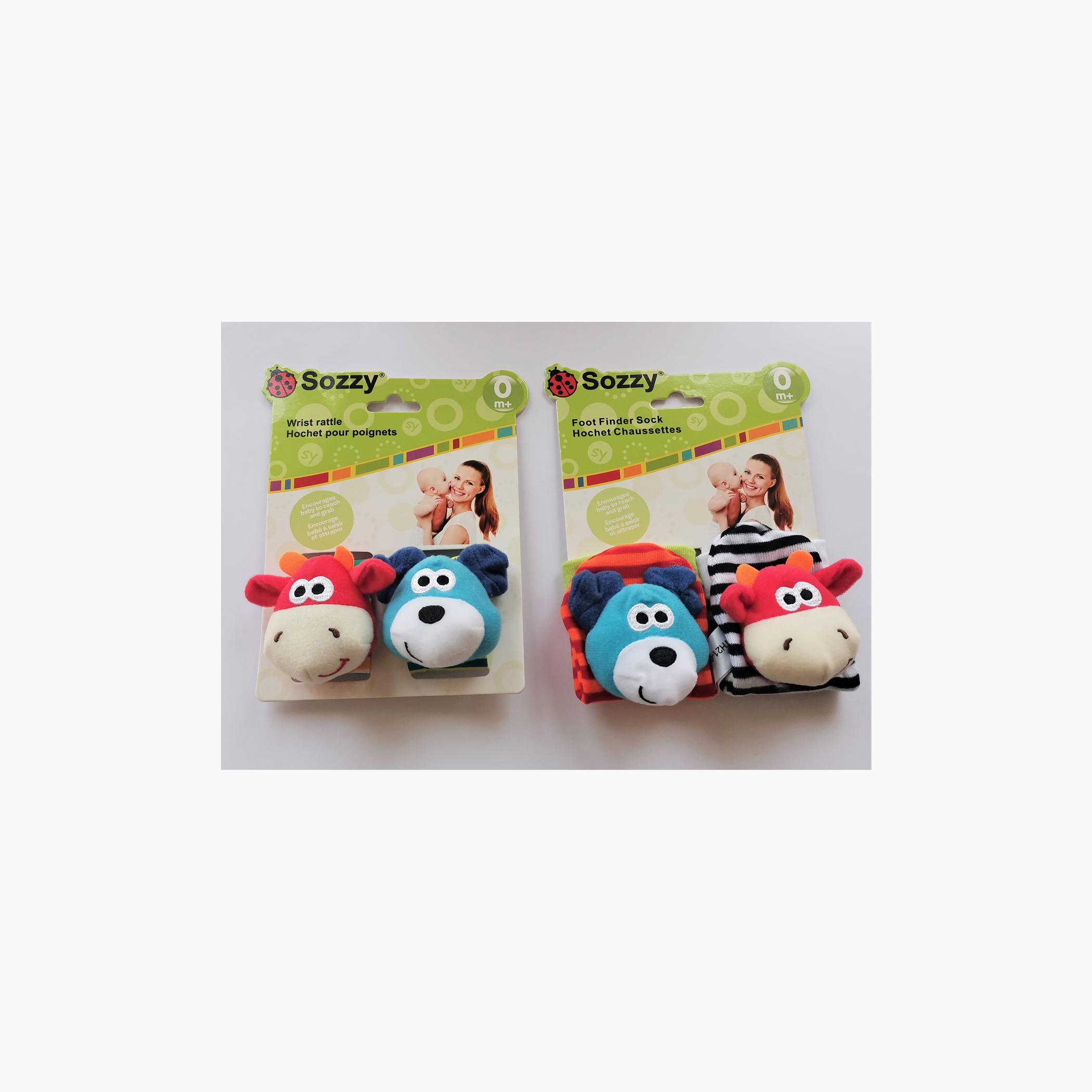 Factory Price Set of Wrist Rattle & Foot Finder Socks, Animal Design B-toys-babyandtoddlertoys-rattlesandteethers-image-1