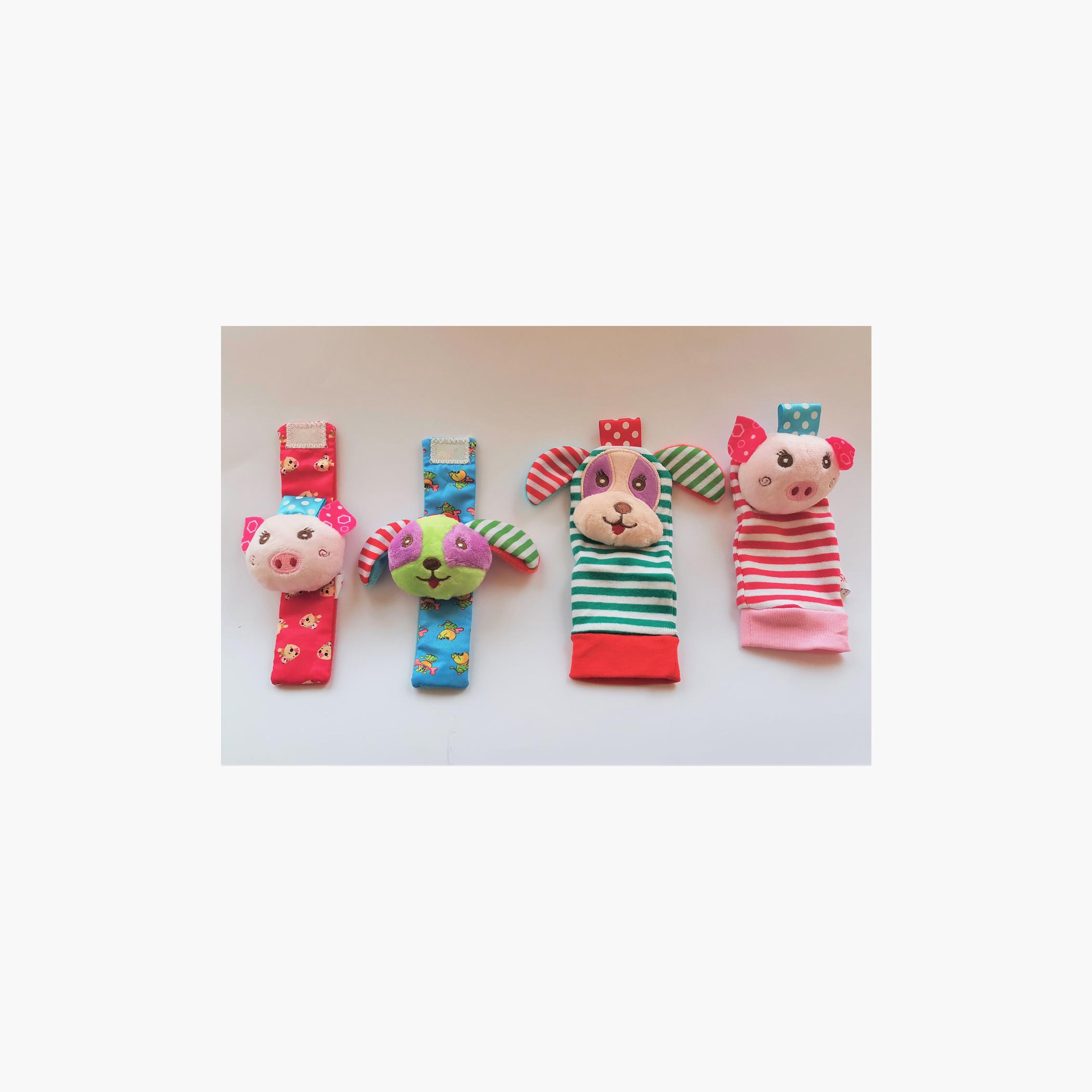 Factory Price Set of Wrist Rattle & Foot Finder Socks, Animal Design H-toys-babyandtoddlertoys-rattlesandteethers-image-1