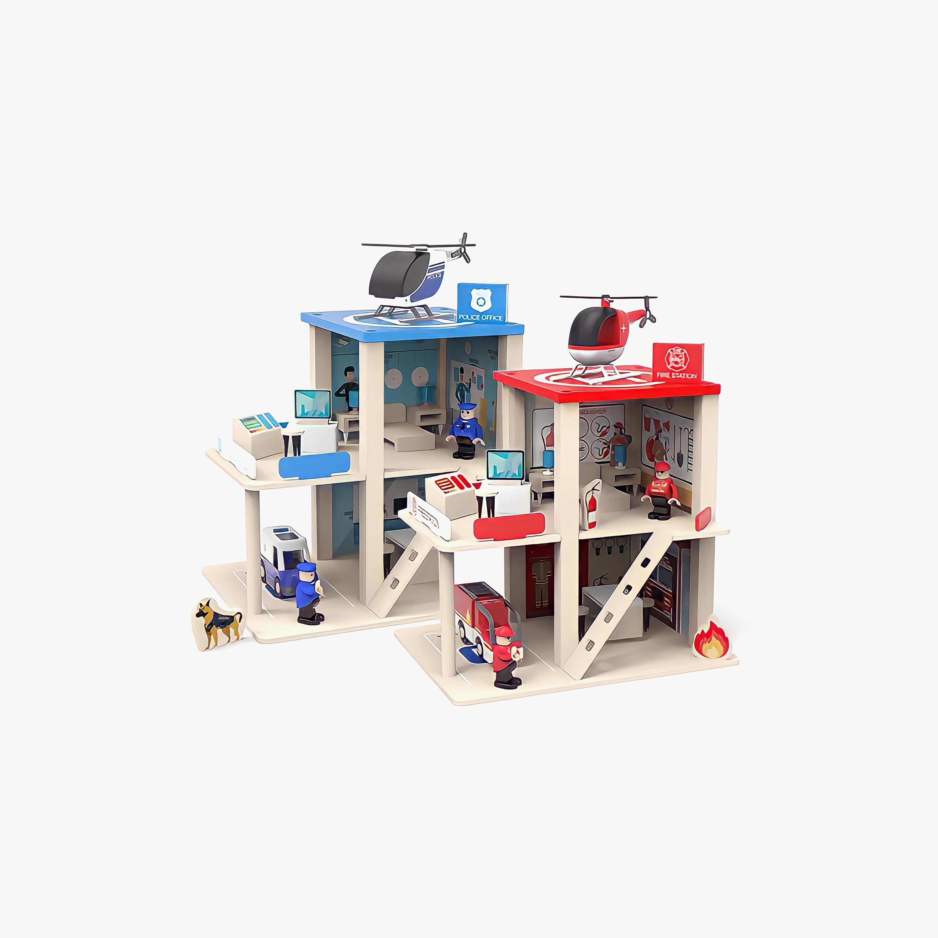 لعبة فينليز التظاهرية الخشبية محطة الإطفاء ومركز الشرطة من فاكتوري برايس-toys-roleplay-policeanddetectivesets-image-3