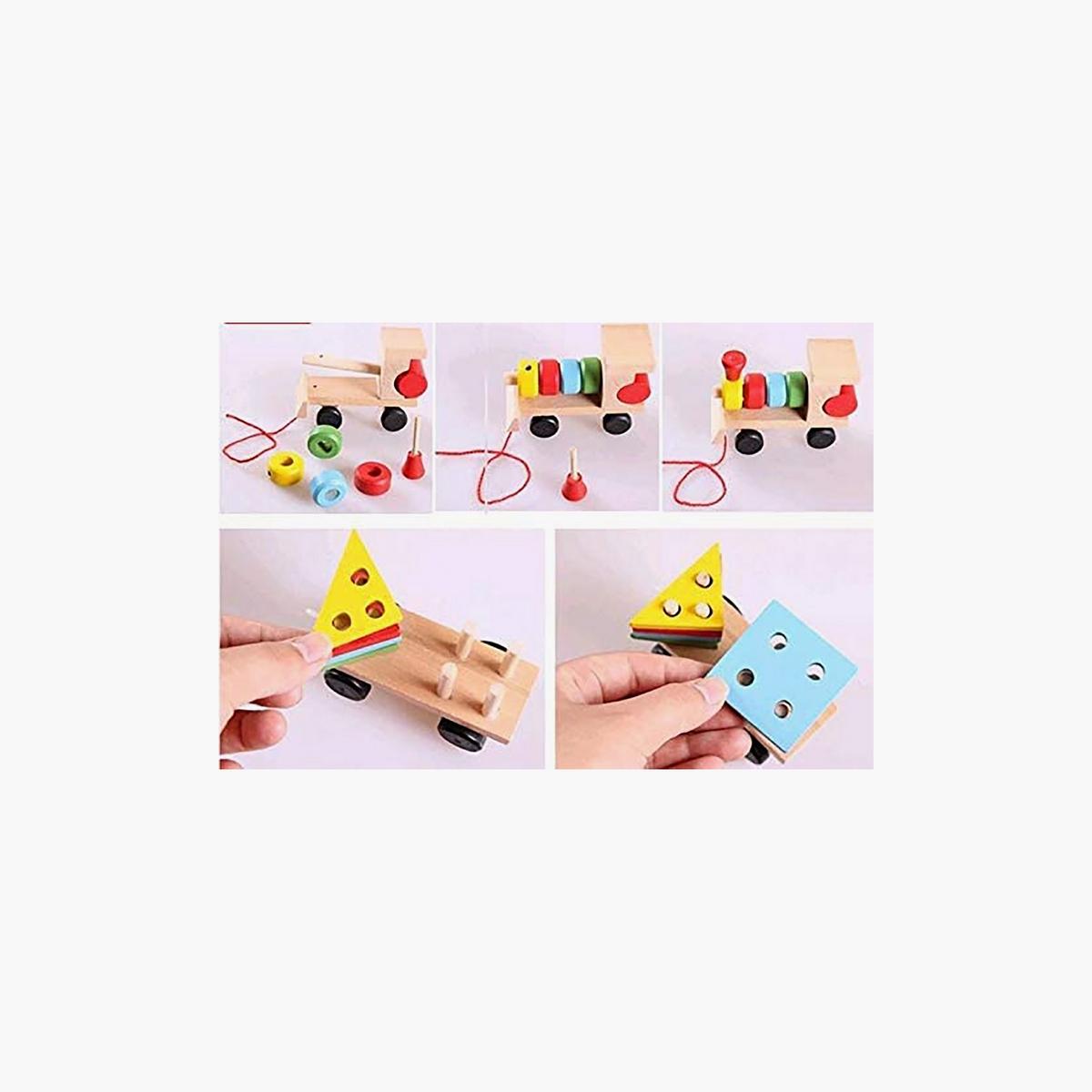 Factory Price Wooden Stacking Train Pull Along Toy-toys-playvehicles-trainsandbuses-image-2
