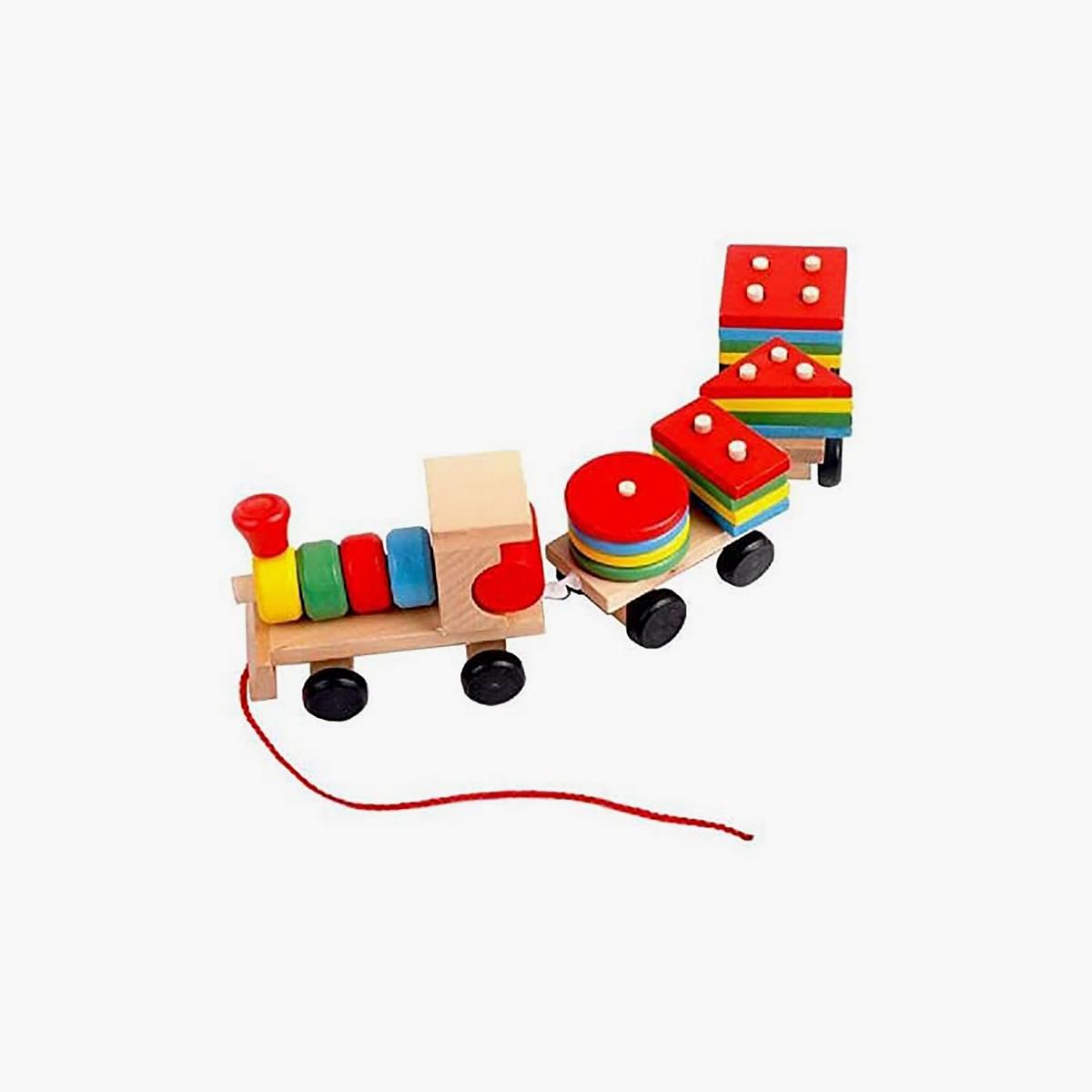 Factory Price Wooden Stacking Train Pull Along Toy-toys-playvehicles-trainsandbuses-image-3