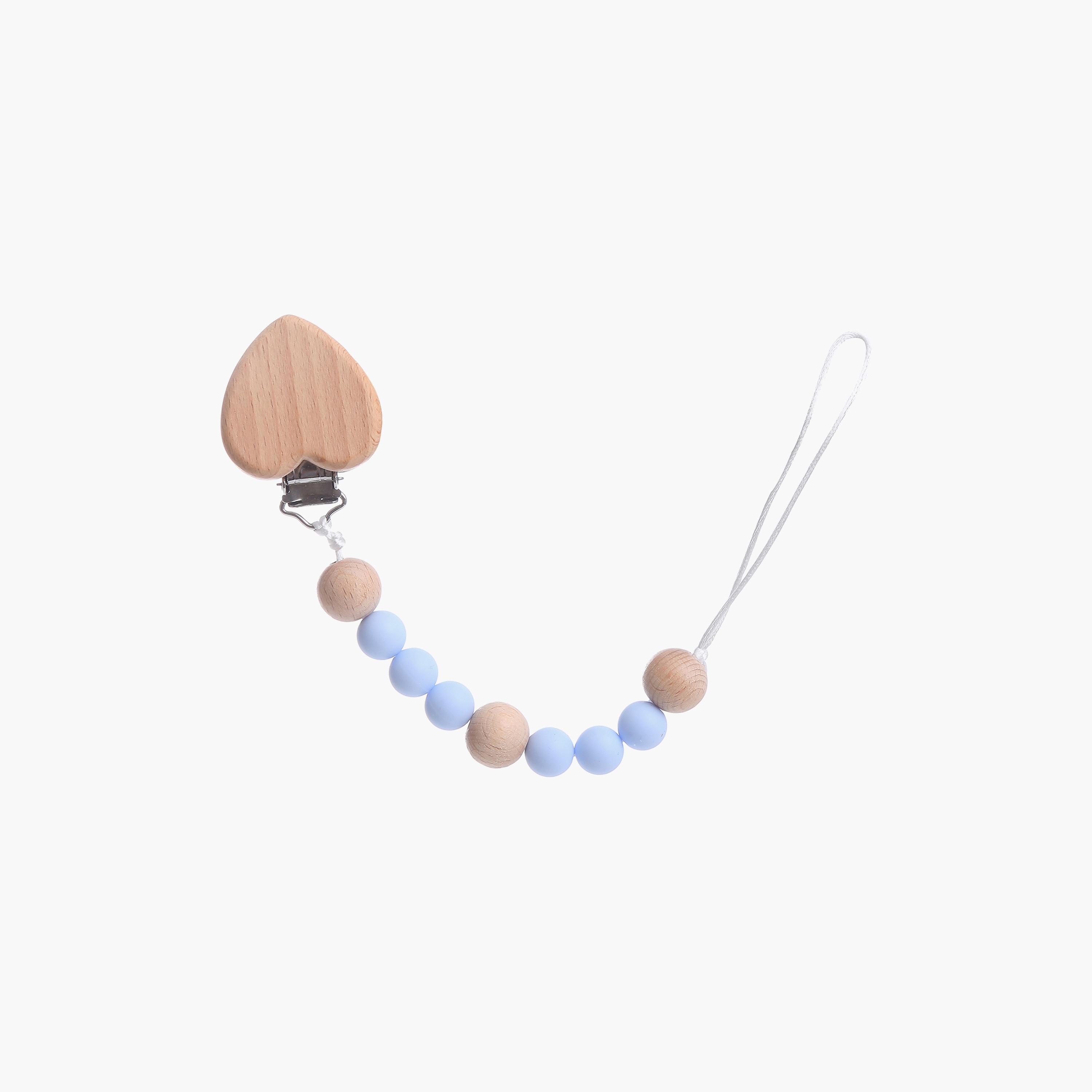 Factory Price Heart Silicone & Wooden Pacifier Clip-baby-feeding-pacifiers-image-1
