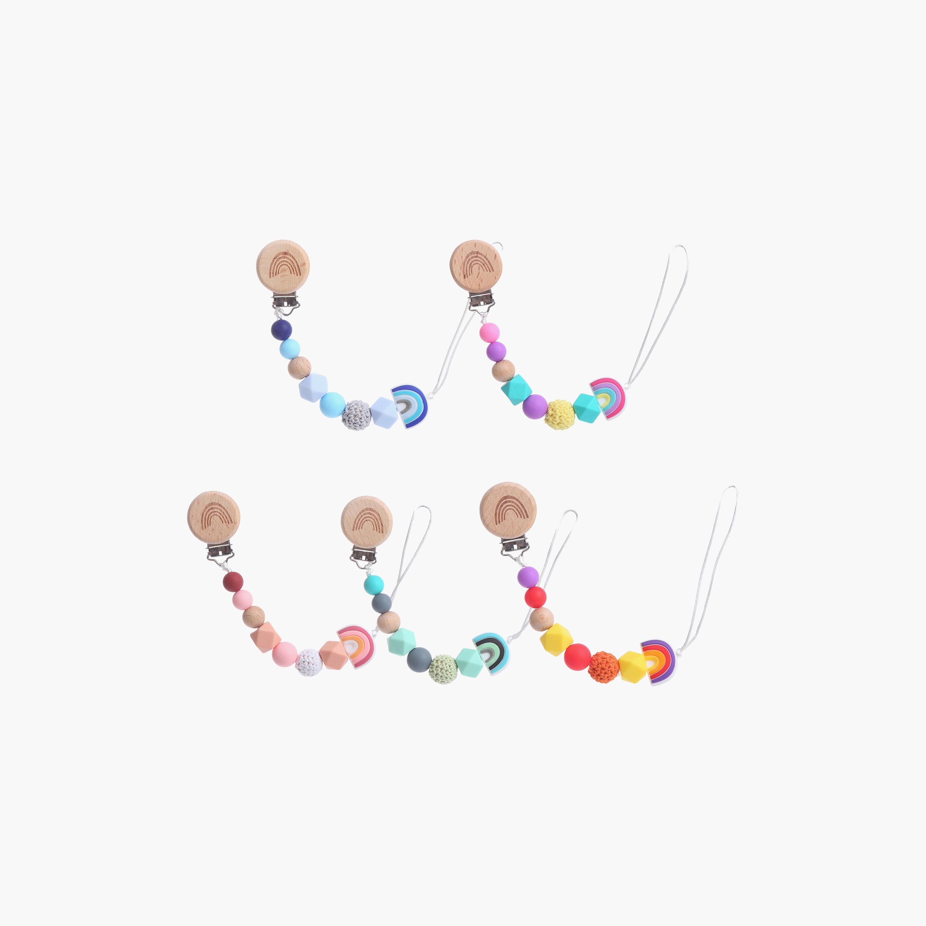 Factory Price Sandi Silicone & Wooden Pacifier Clip-baby-feeding-pacifiers-image-2