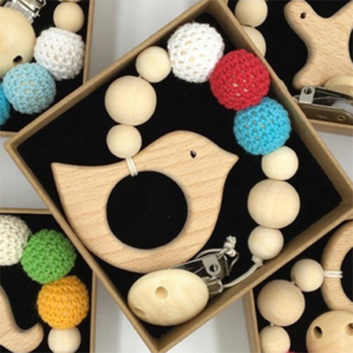 Factory Price Wooden Teether with Pacifier Clip, Bird-baby-feeding-pacifiers-image-2