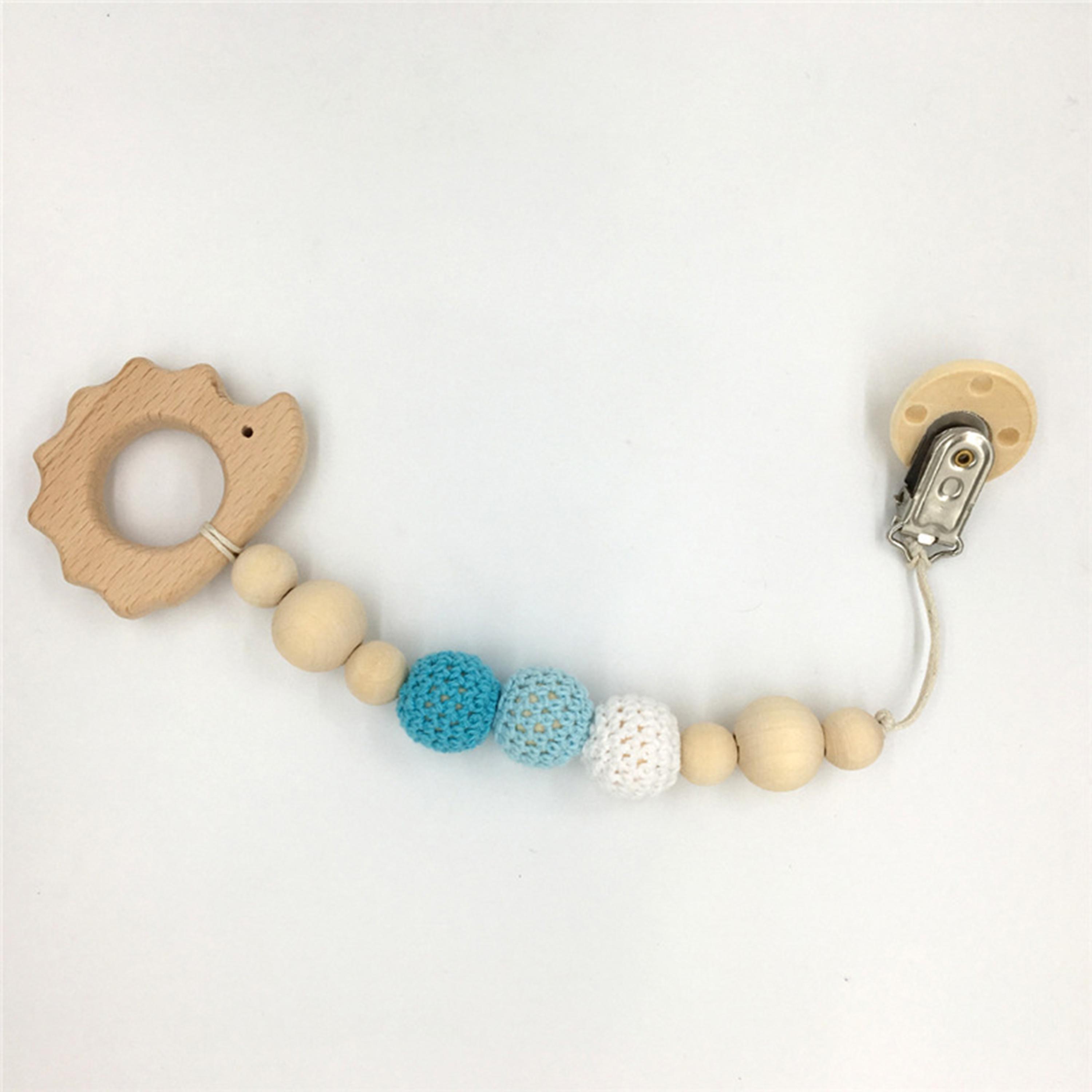 Factory Price Wooden Teether with Pacifier Clip, Hedgehog-baby-feeding-pacifiers-image-1