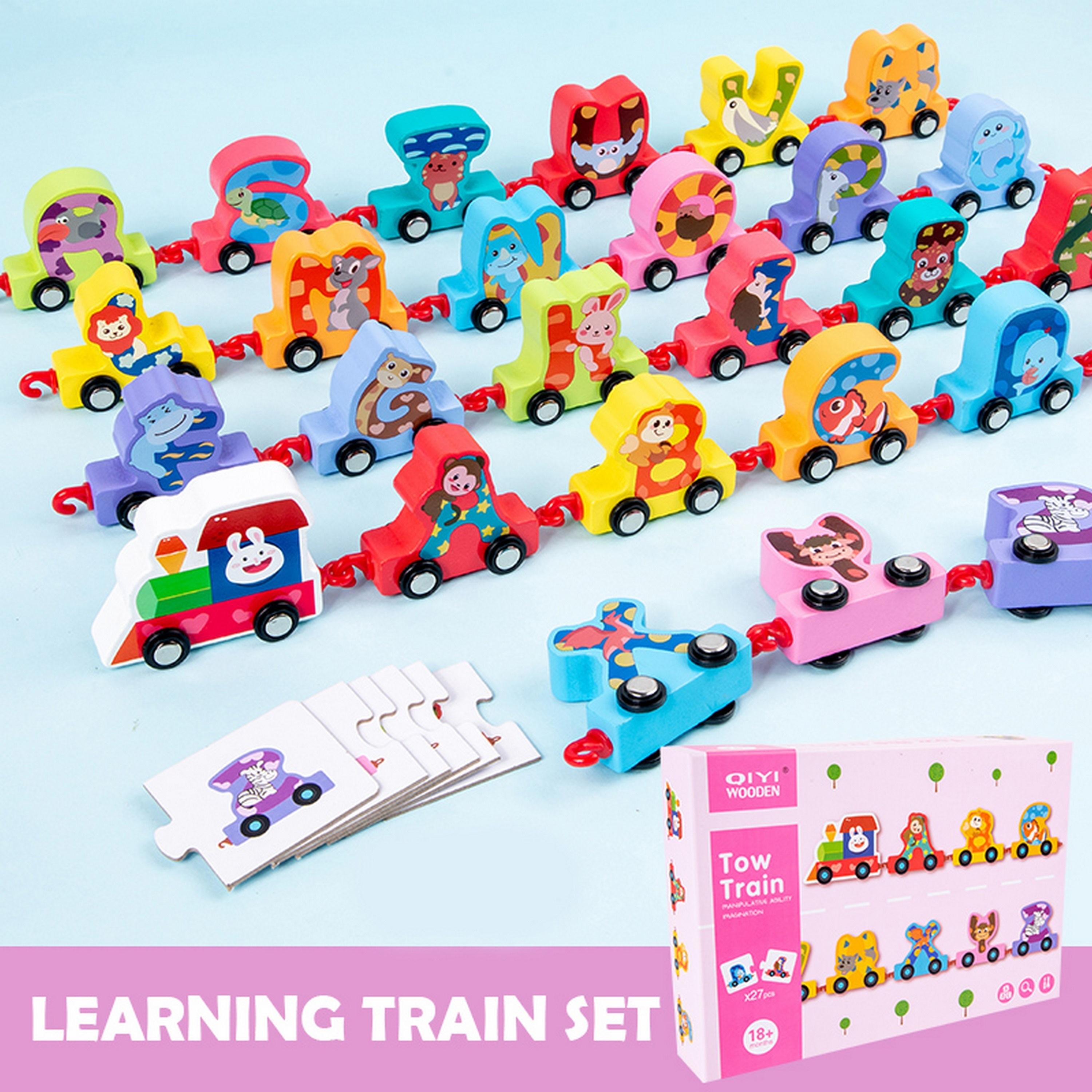  مجموعة قطار سحب وجر حيوانات وحروف أبجدية خشبية  27 قطعة من فاكتوري برايس-toys-babyandtoddlertoys-learningtoys-image-1