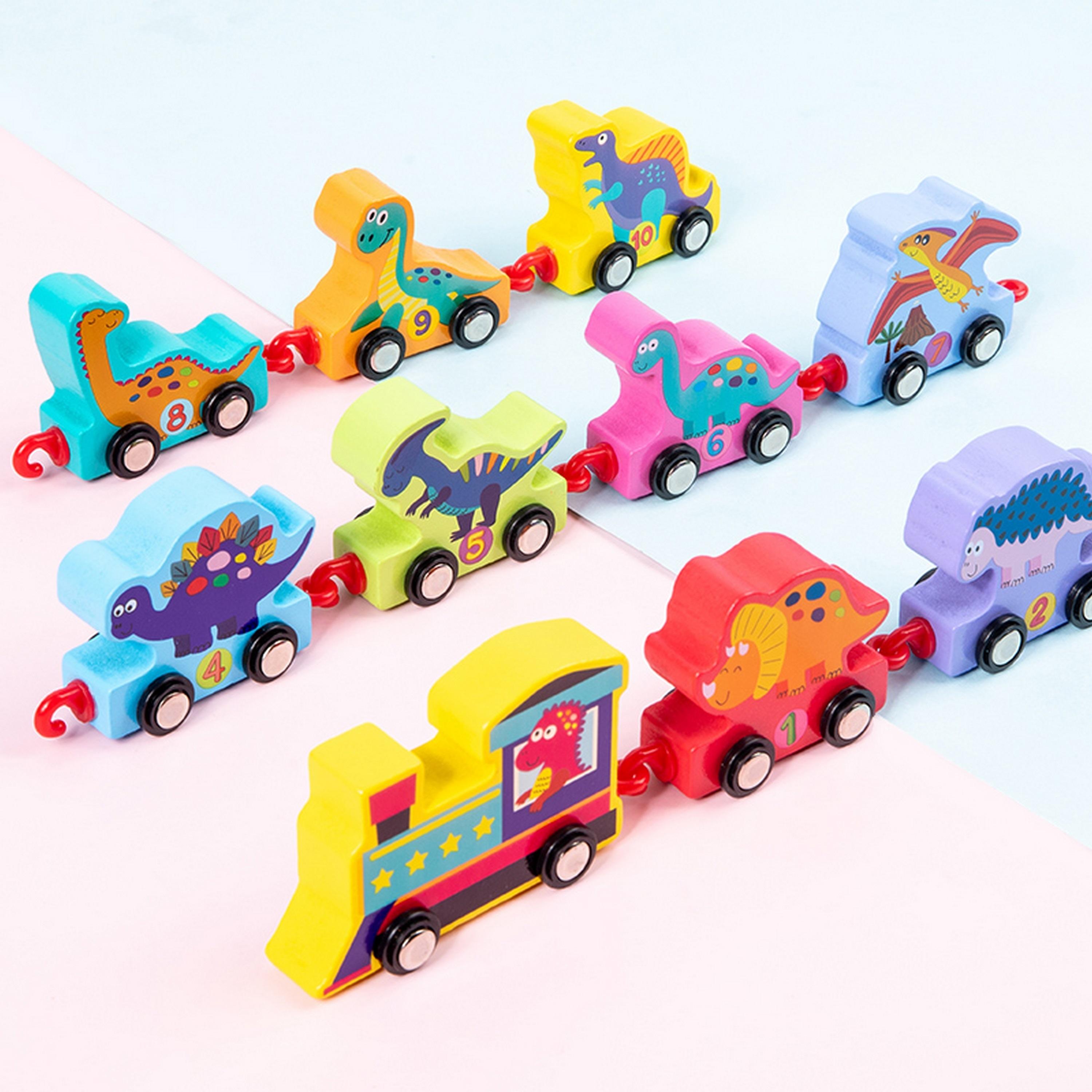  مجموعة قطار السحب والجر ال 11 قطعة من الأرقام الخشبية والديناصورات من فاكتوري برايس-toys-babyandtoddlertoys-learningtoys-image-4