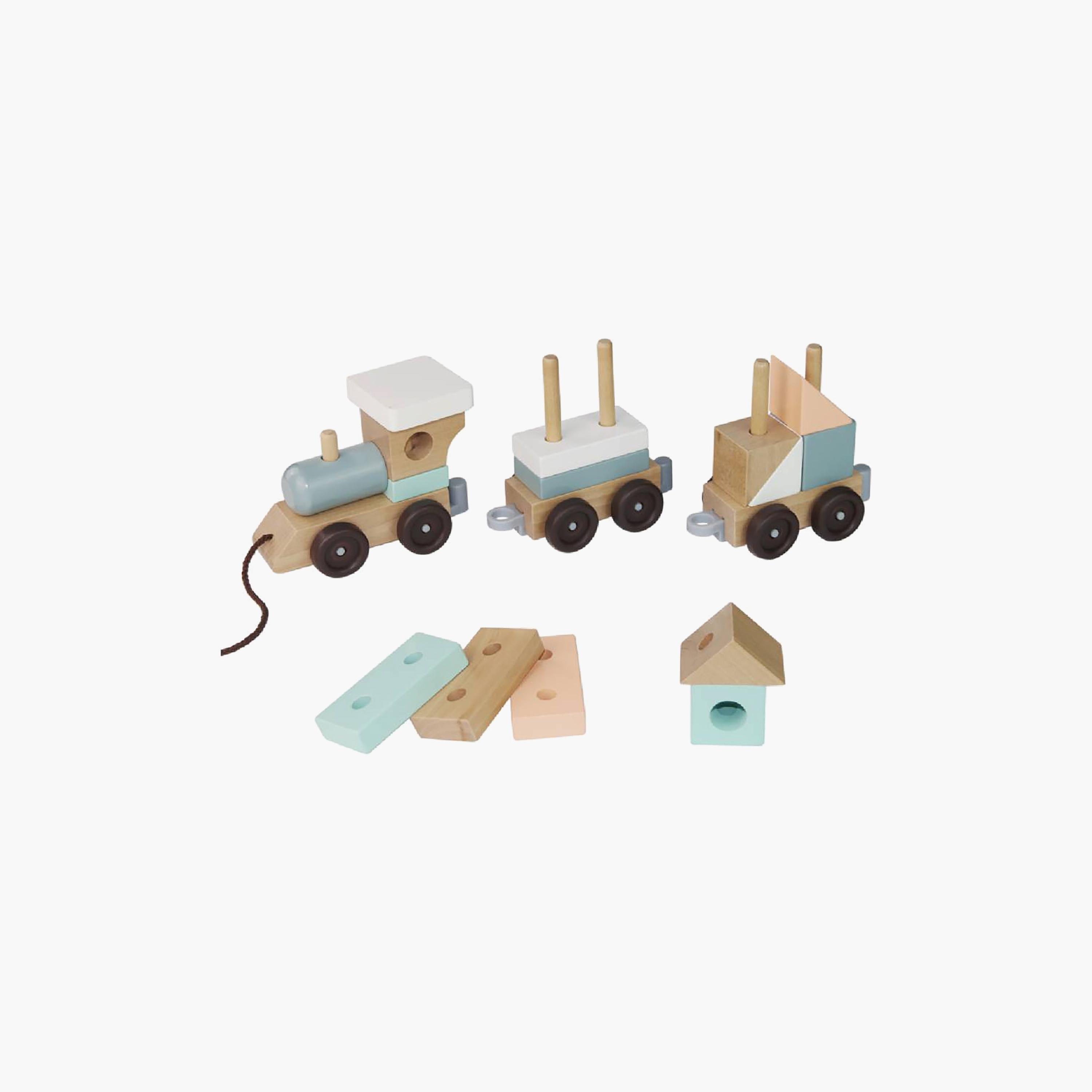 Factory Price Wooden Toy Stacking Train Pull Along Toy-toys-babyandtoddlertoys-pushandpulltoys-image-1