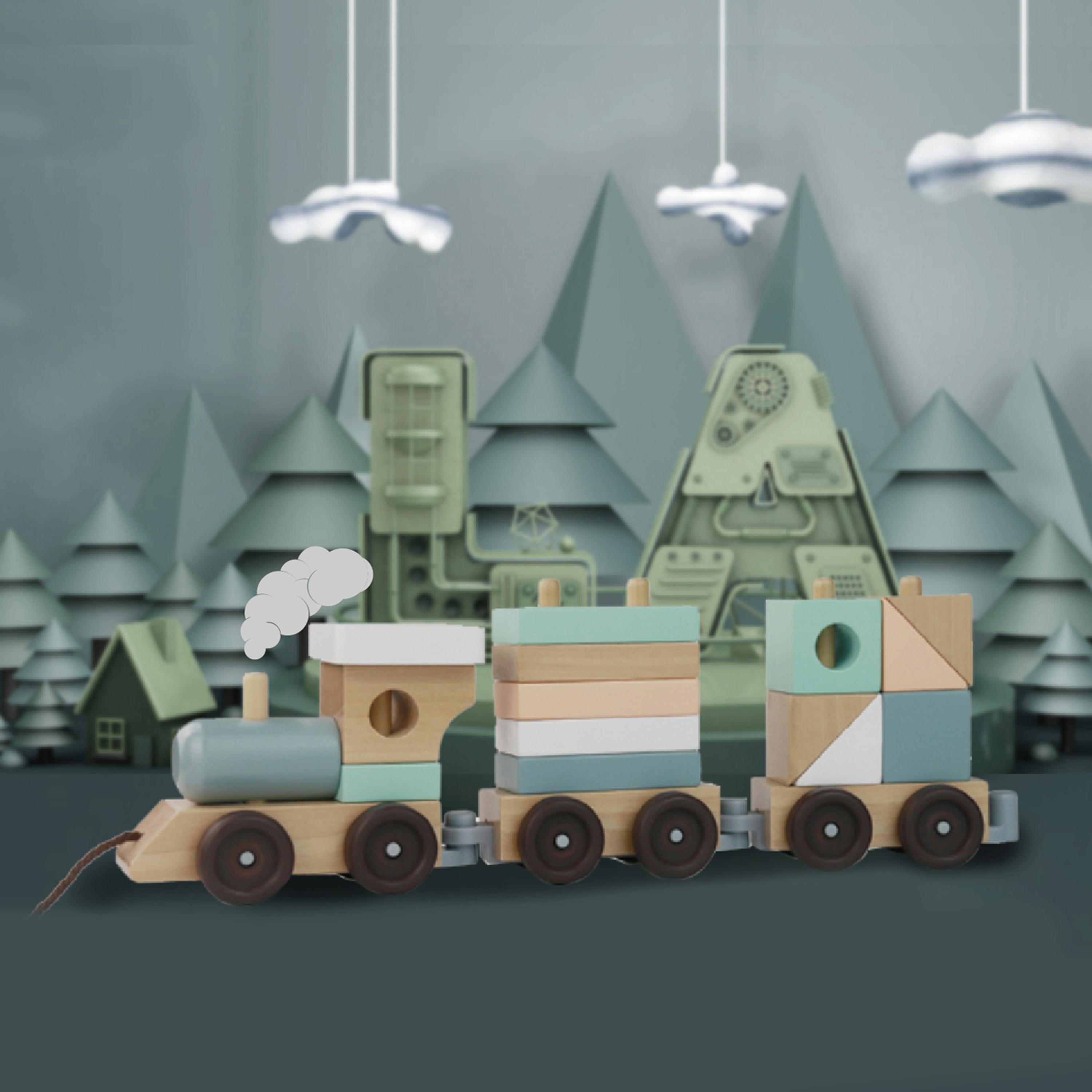 Factory Price Wooden Toy Stacking Train Pull Along Toy-toys-babyandtoddlertoys-pushandpulltoys-image-2
