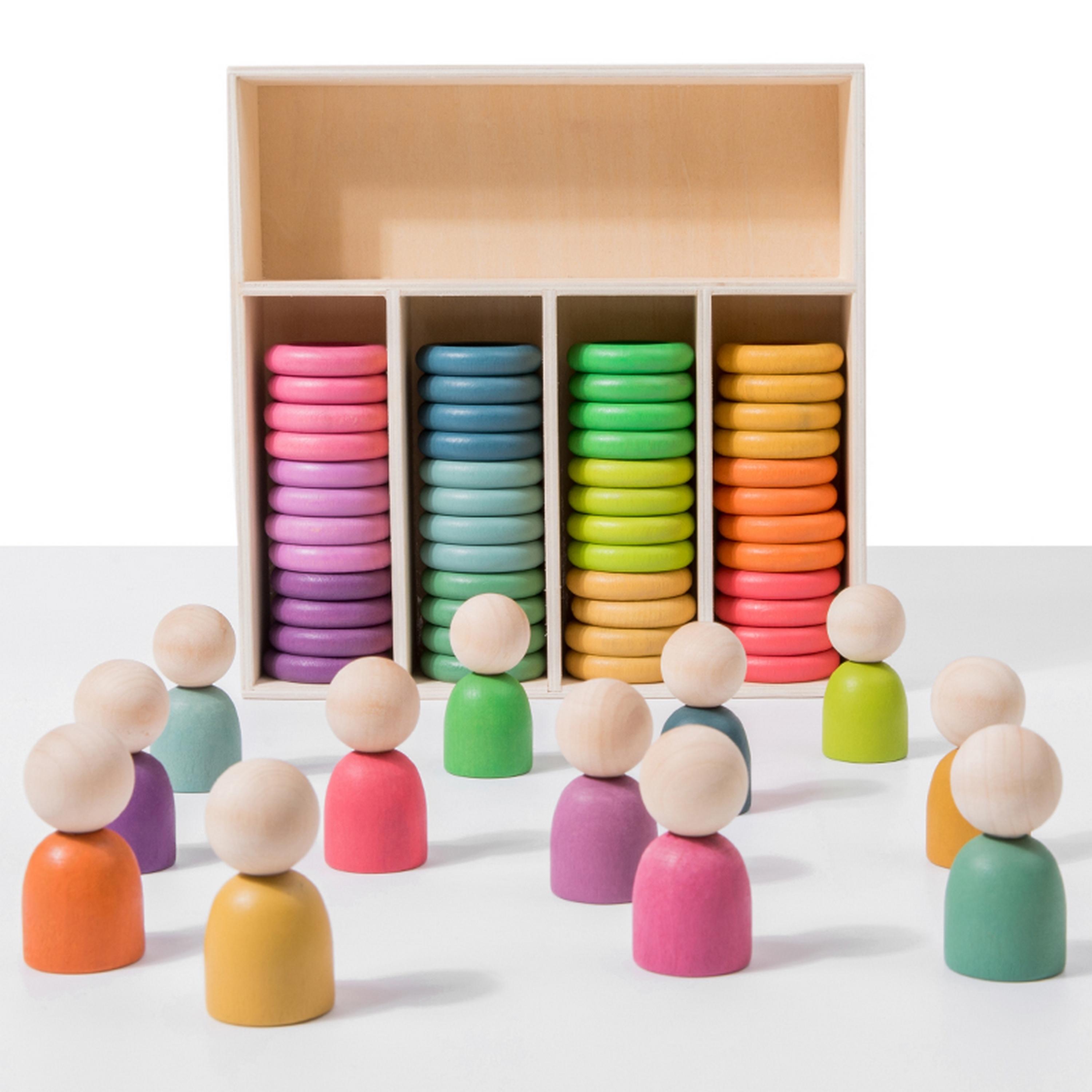 Factory Price Rainbow Stacking Wooden Sorting Toys with Rack-toys-babyandtoddlertoys-stackingandnestingtoys-image-2