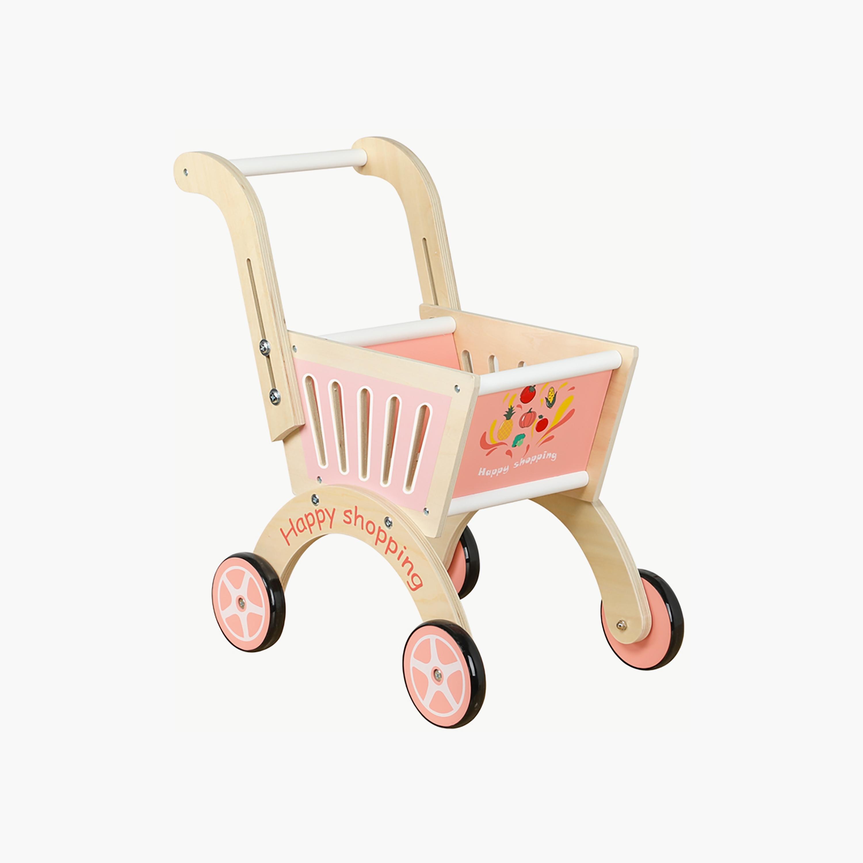 Buy Factory Price Wooden Shopping Cart Pretend Play with Baby Walker Pink Online Babyshop UAE