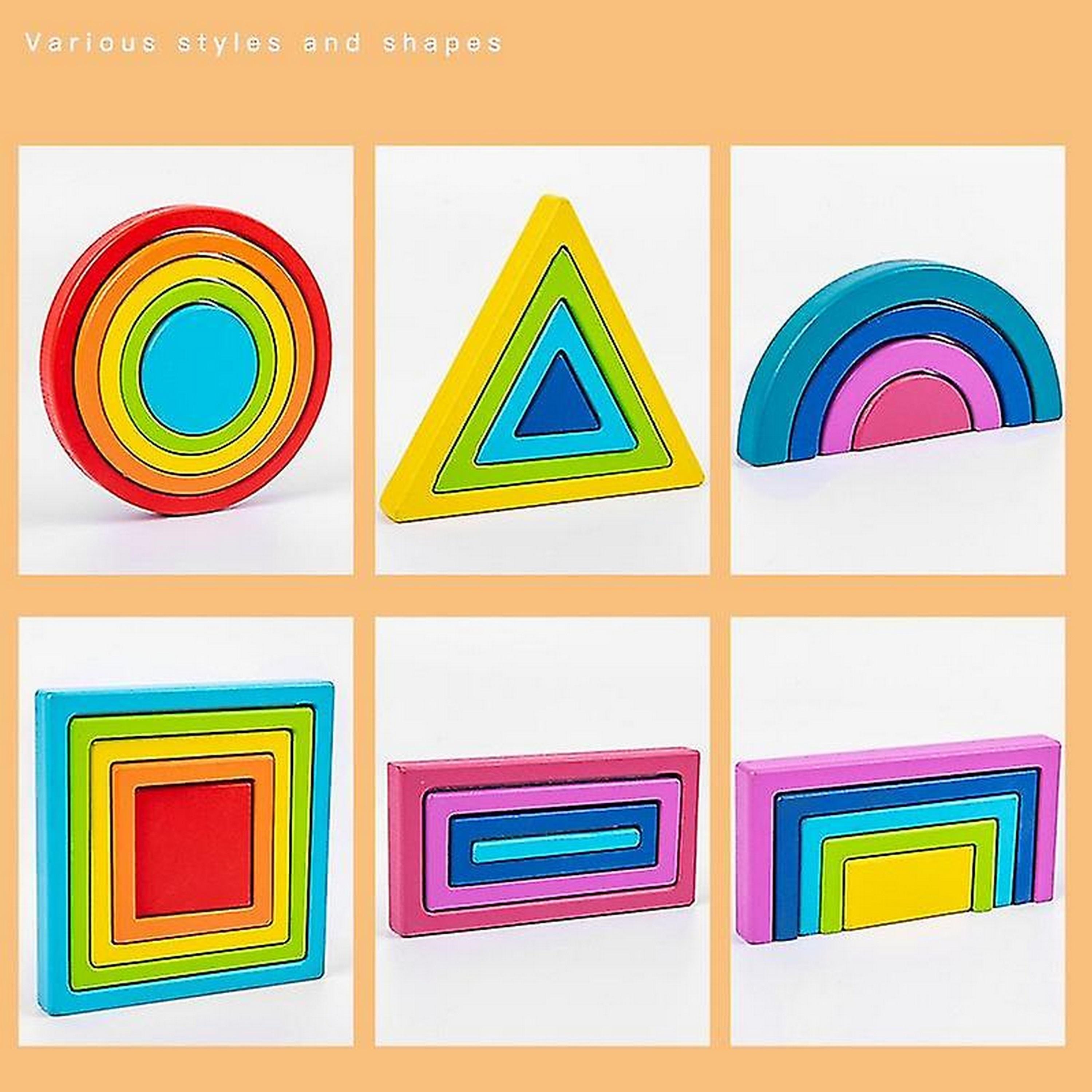 Factory Price 26-Piece Wooden Rainbow Geometrical Stacking & Building Blocks-toys-babyandtoddlertoys-stackingandnestingtoys-image-2