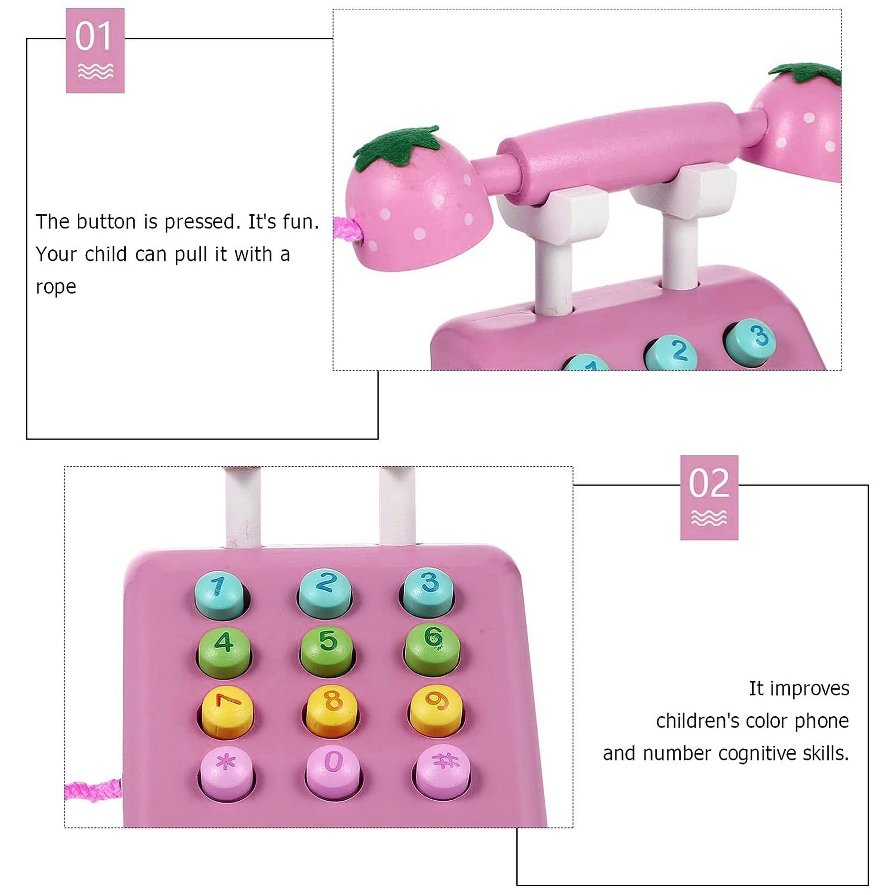 Factory Price Wooden Pretend Telephone Toy, Pink-toys-roleplay-policeanddetectivesets-image-2
