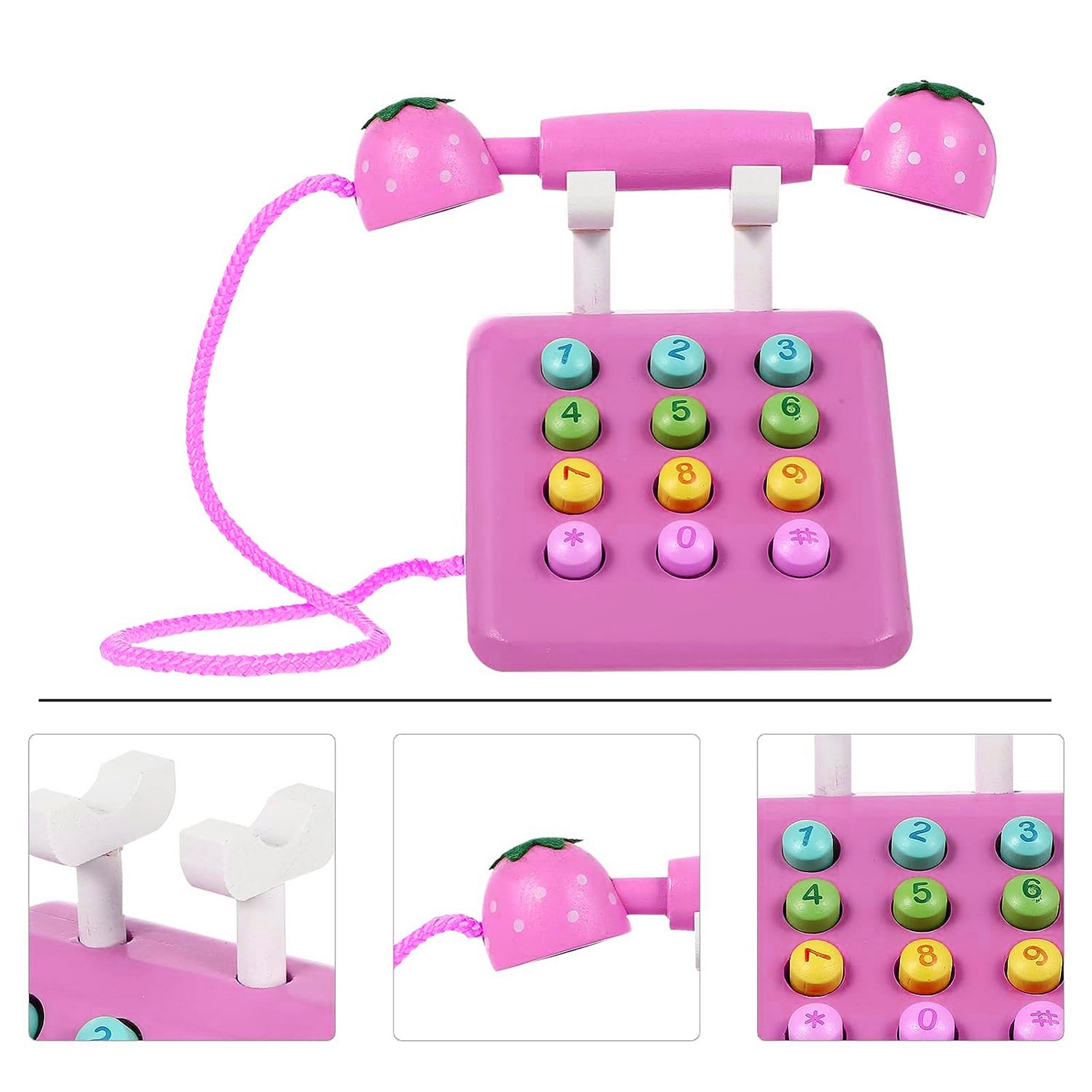 Factory Price Wooden Pretend Telephone Toy, Pink-toys-roleplay-policeanddetectivesets-image-3