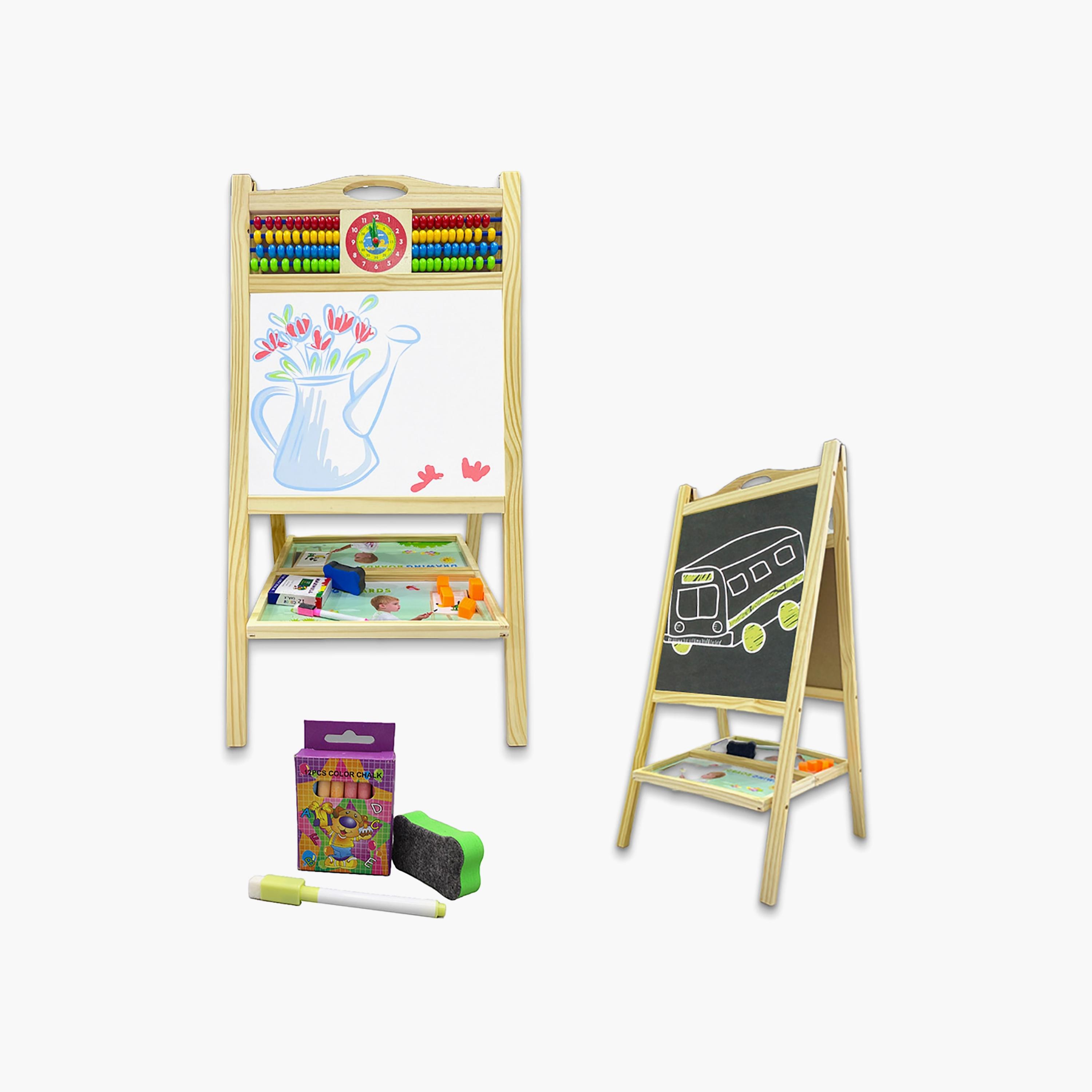  حامل سبورة خشبي مغناطيسي مزدوج الجوانب مع ملحقات الرسم من فاكتوري برايس-toys-babyandtoddlertoys-learningtoys-image-1