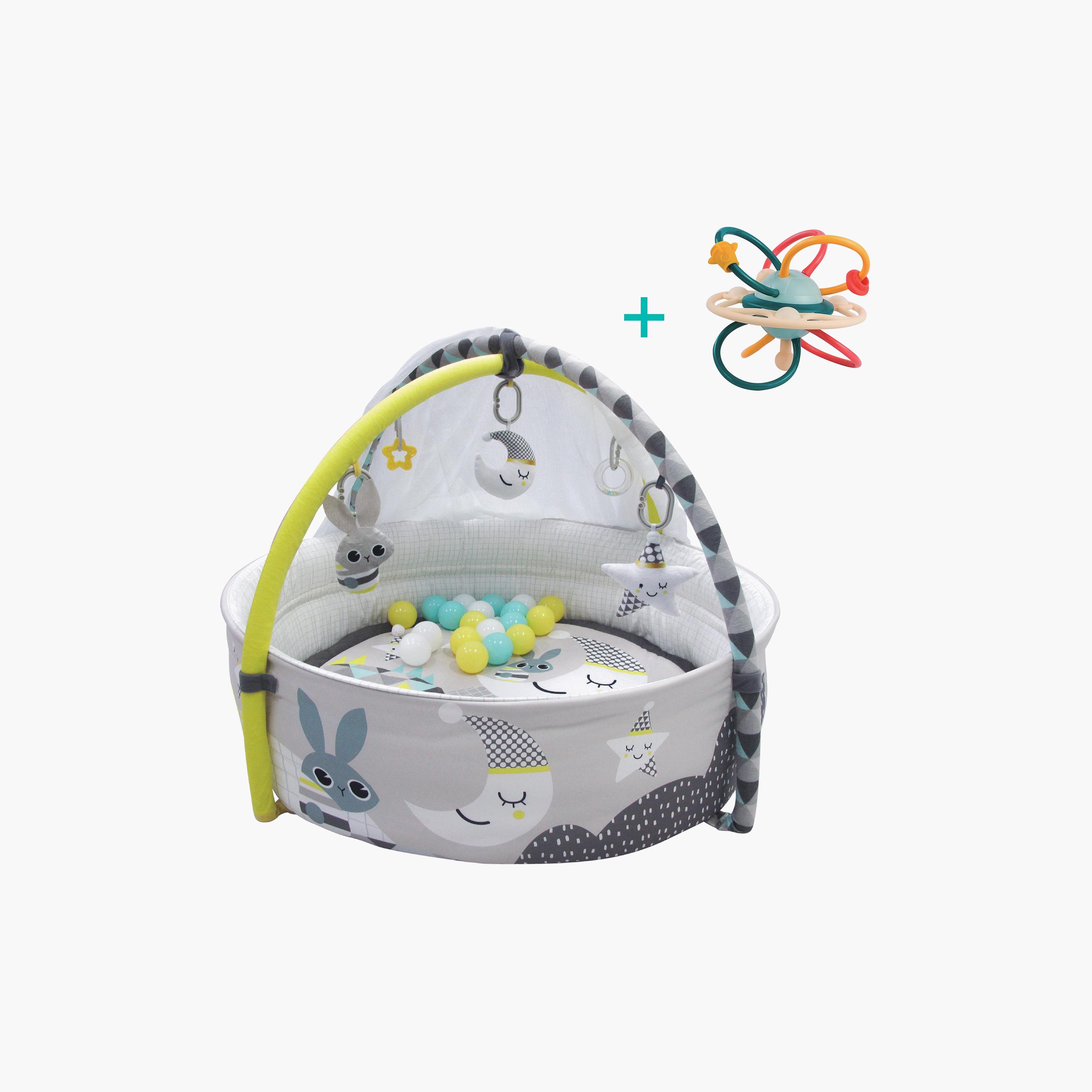 Moon Playgym with Mosquito Net and 20-Piece Balls with Teether Rattle-baby-infantactivity-playgyms-image-1
