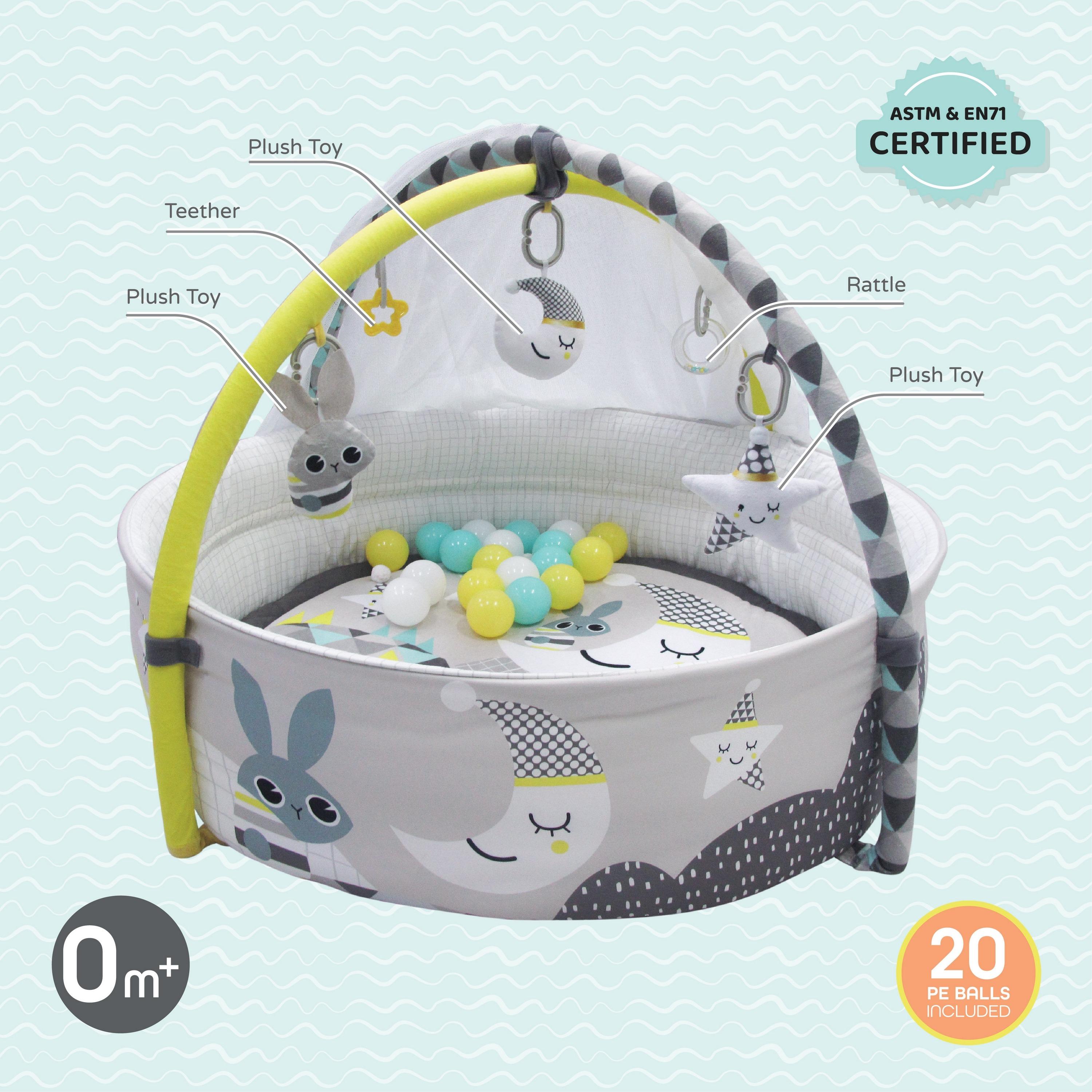 Moon Playgym with Mosquito Net and 20-Piece Balls with Teether Rattle-baby-infantactivity-playgyms-image-2