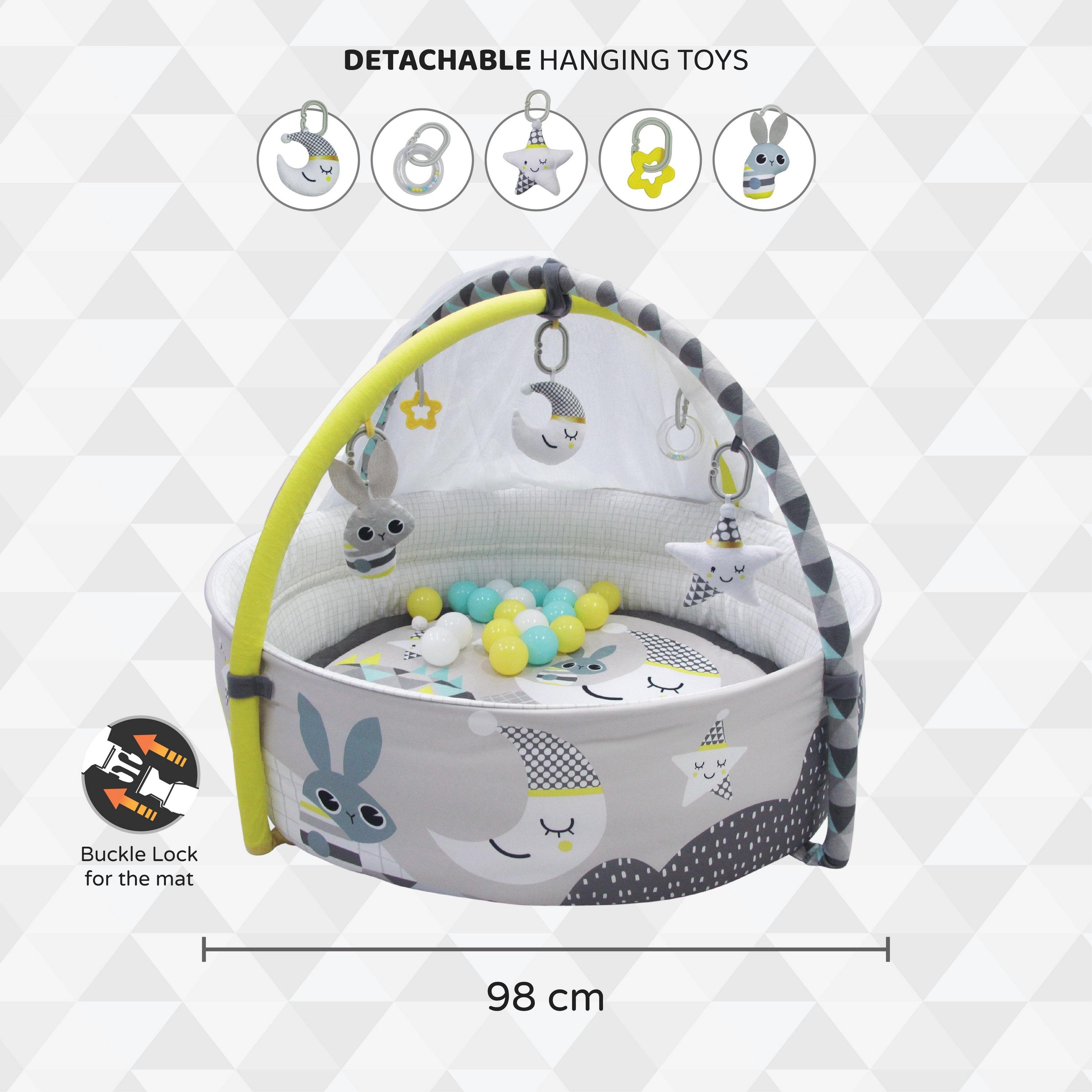 Moon Playgym with Mosquito Net and 20-Piece Balls with Teether Rattle-baby-infantactivity-playgyms-image-4