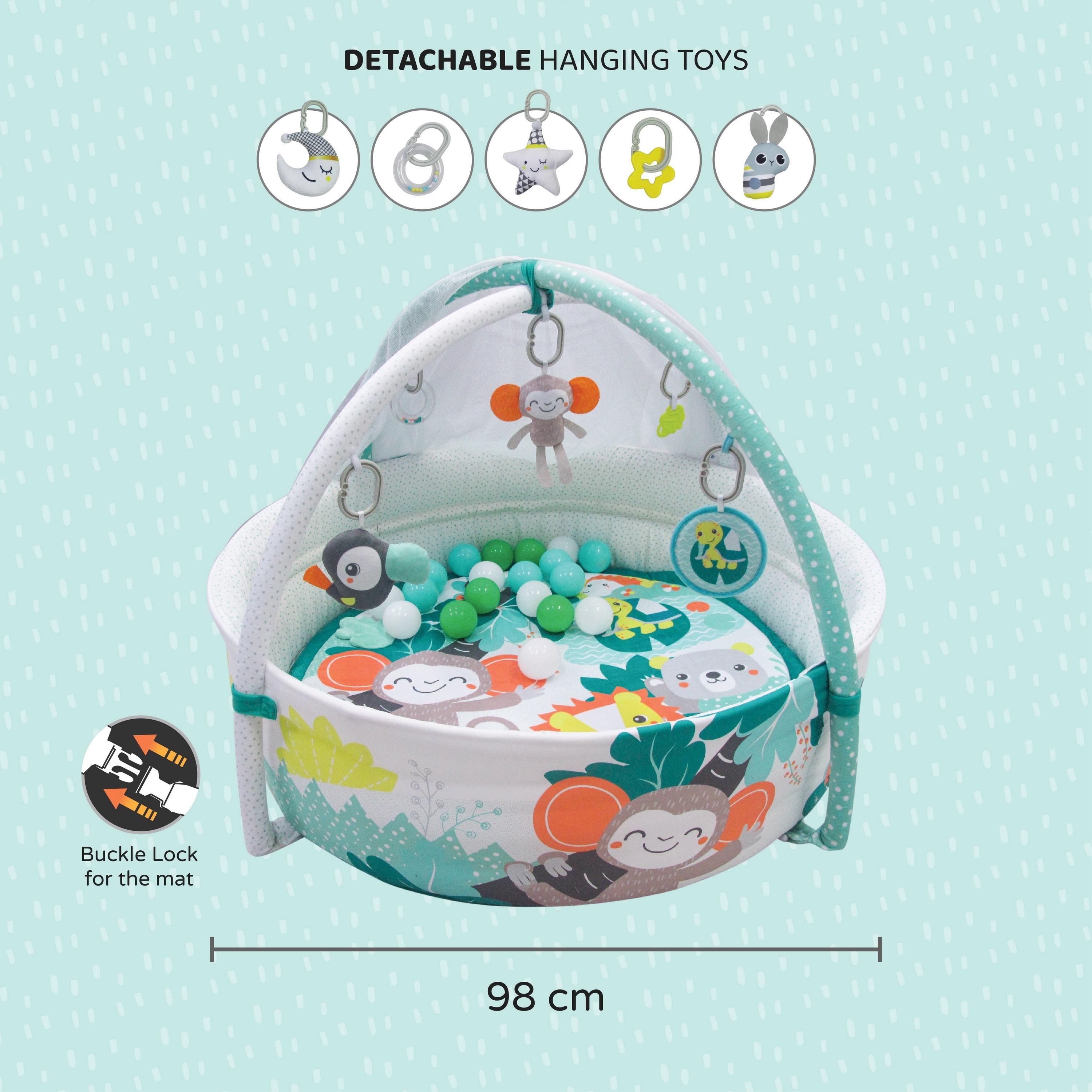 Moon Playgym with Mosquito Net and 20-Piece Balls with Teether Rattle-baby-infantactivity-playgyms-image-4