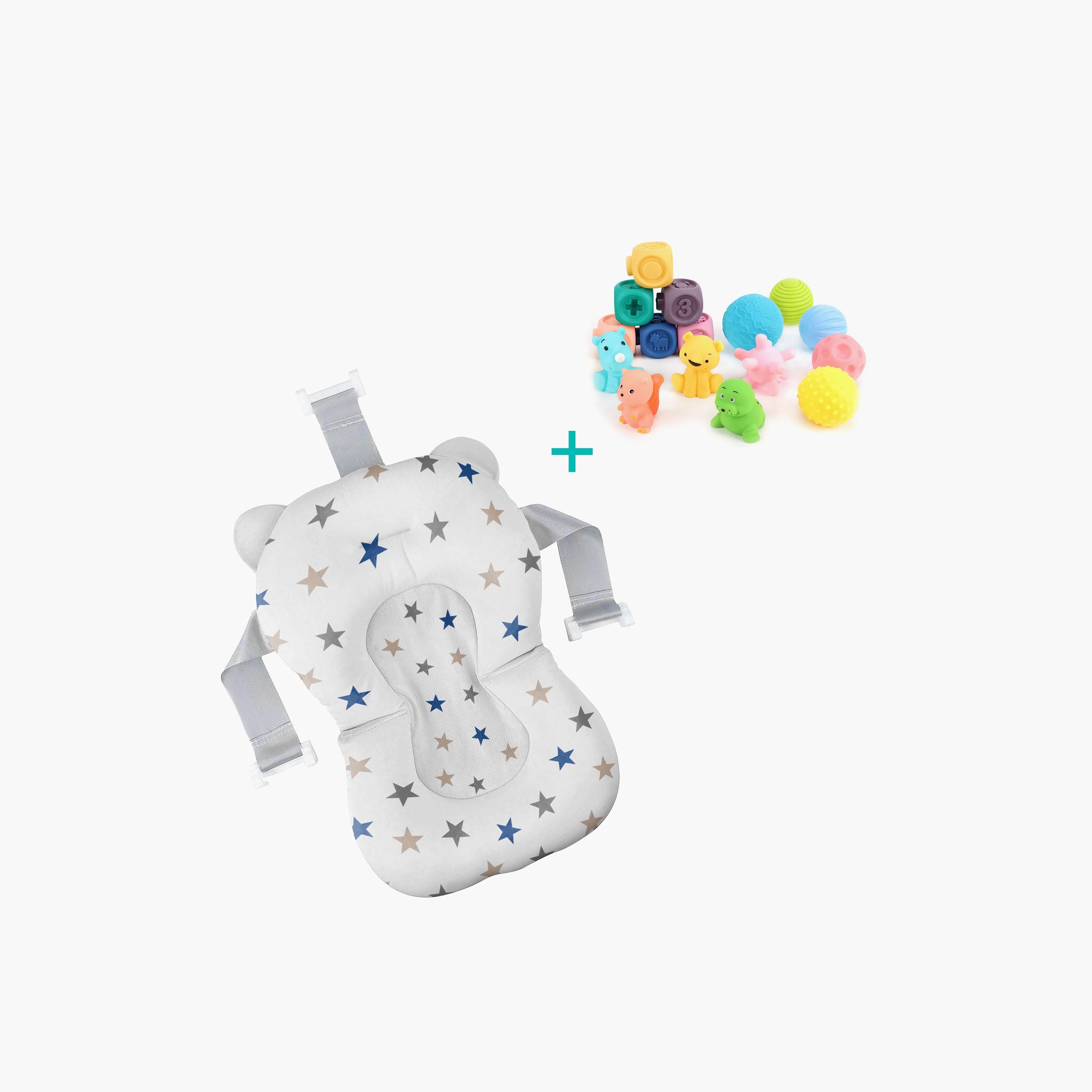 وسادة استحمام للأطفال مضادة للأنزلاق من موون، نجمة مع ألعاب استحمام-baby-bathandcare-bathtubs-image-1
