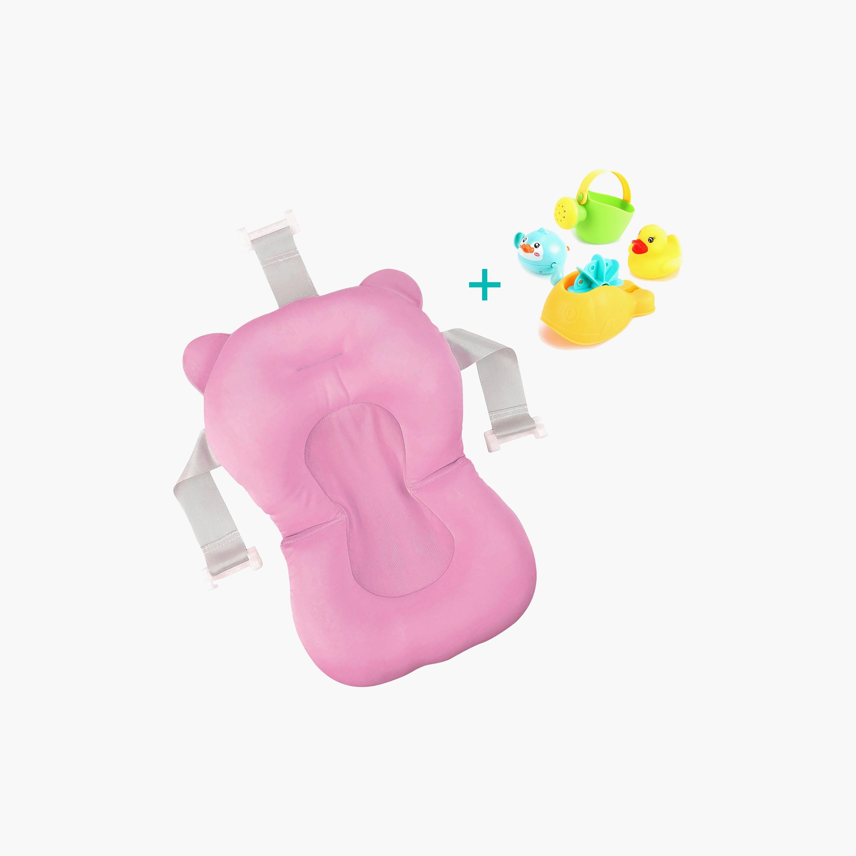 Moon Anti-Slip Baby Bath Pad, Pink with Bath Toys-baby-bathandcare-bathtubs-image-1