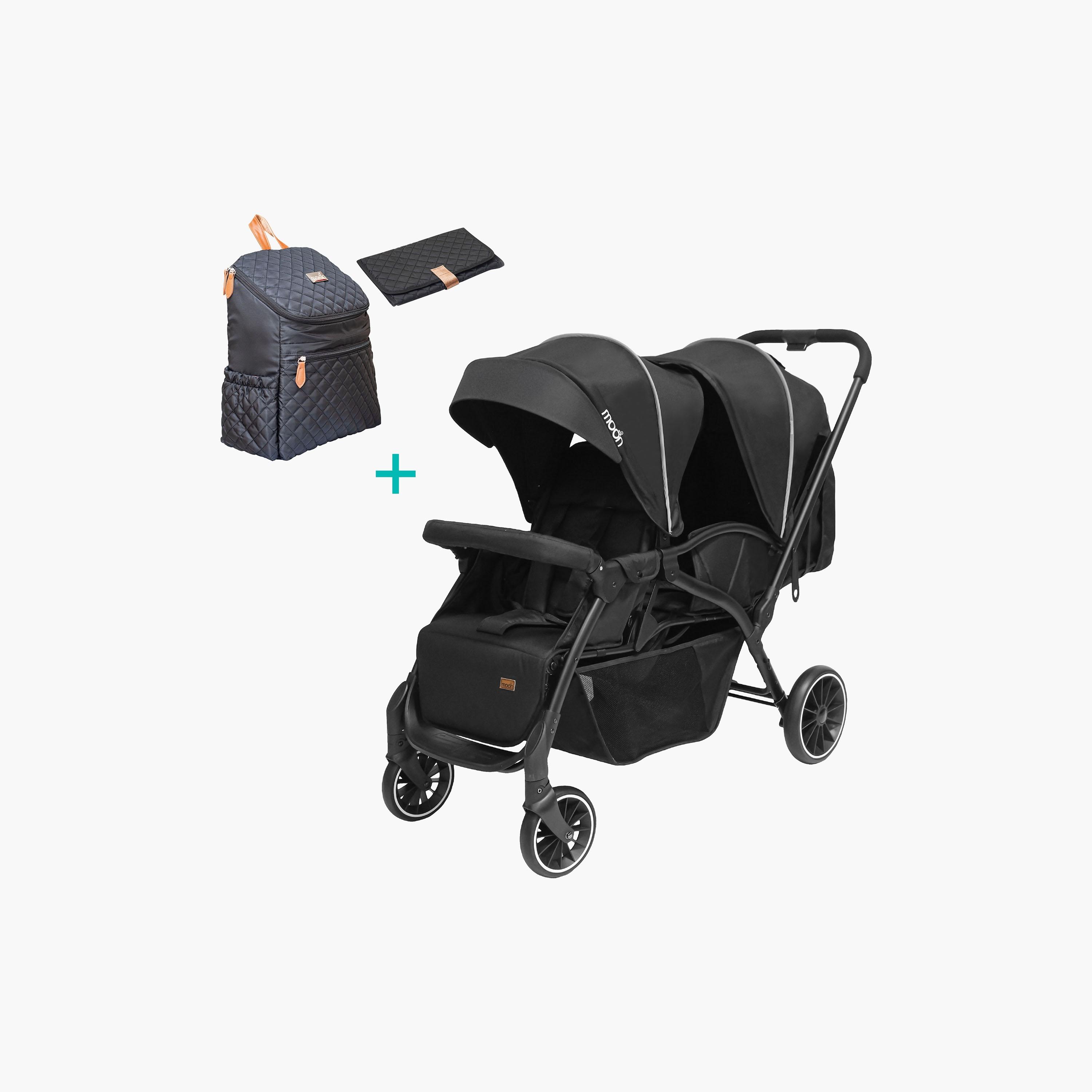 مجموعة عربة أطفال تؤام مع حقيبة ظهر للحفاضات أفينا من موون-baby-gear-strollersandprams-strollers-image-1
