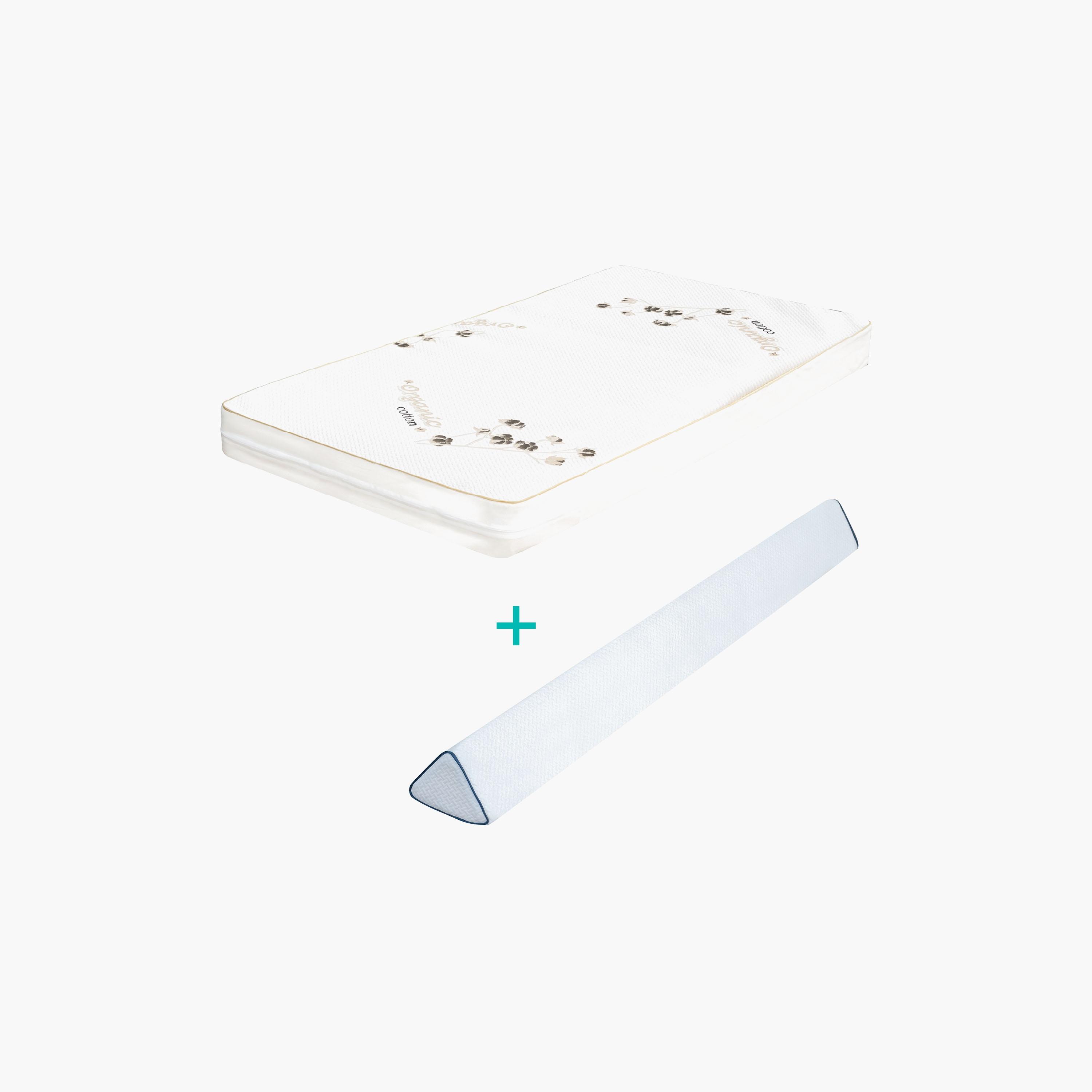 Moon Organic Toddler Crib & Bed Mattress, 133 x 10 x 70 cm with Organic Bed Bumper, White-baby-nursery-mattresses-image-1