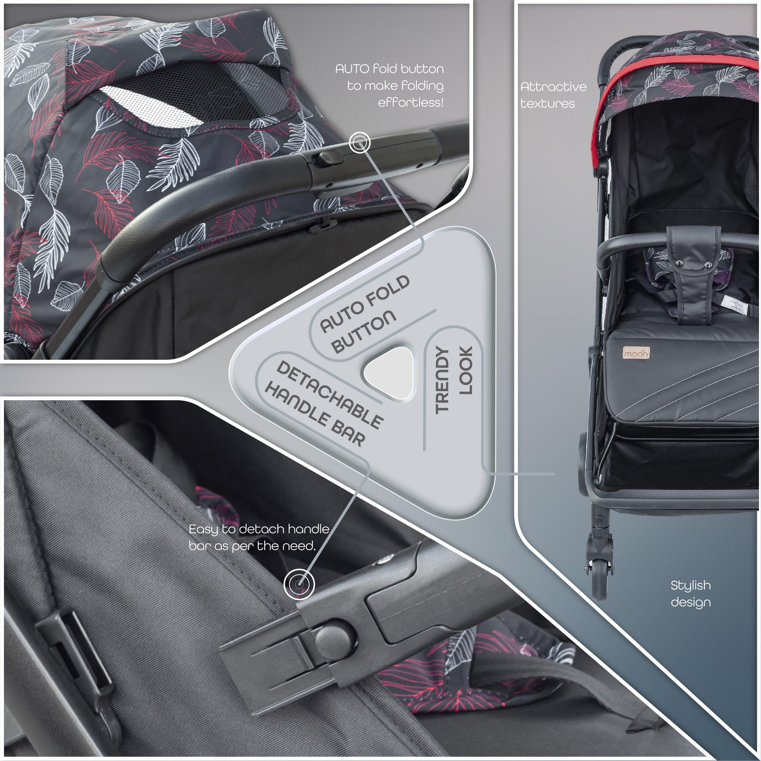 Moon Pronto Autofold stroller, Leaf Pattern with LUCA Diaper Backpack and 10-Piece Disposable Changing Mat -baby-gear-strollersandprams-strollers-image-3