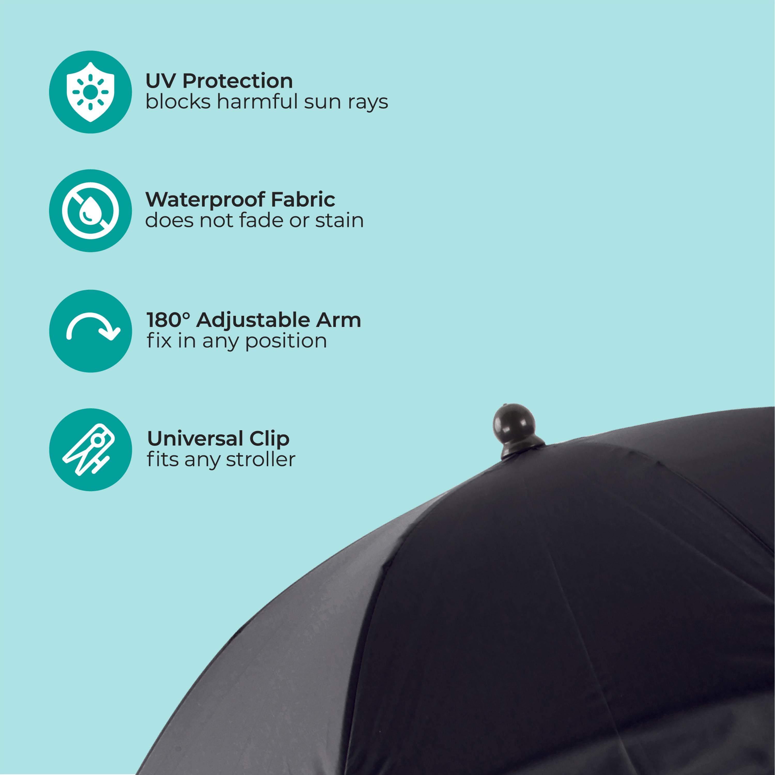 Moon Waterproof Stroller Umbrella with 180 Degree Adjustable Arm, Black -baby-gear-strollersandprams-accessories-image-4