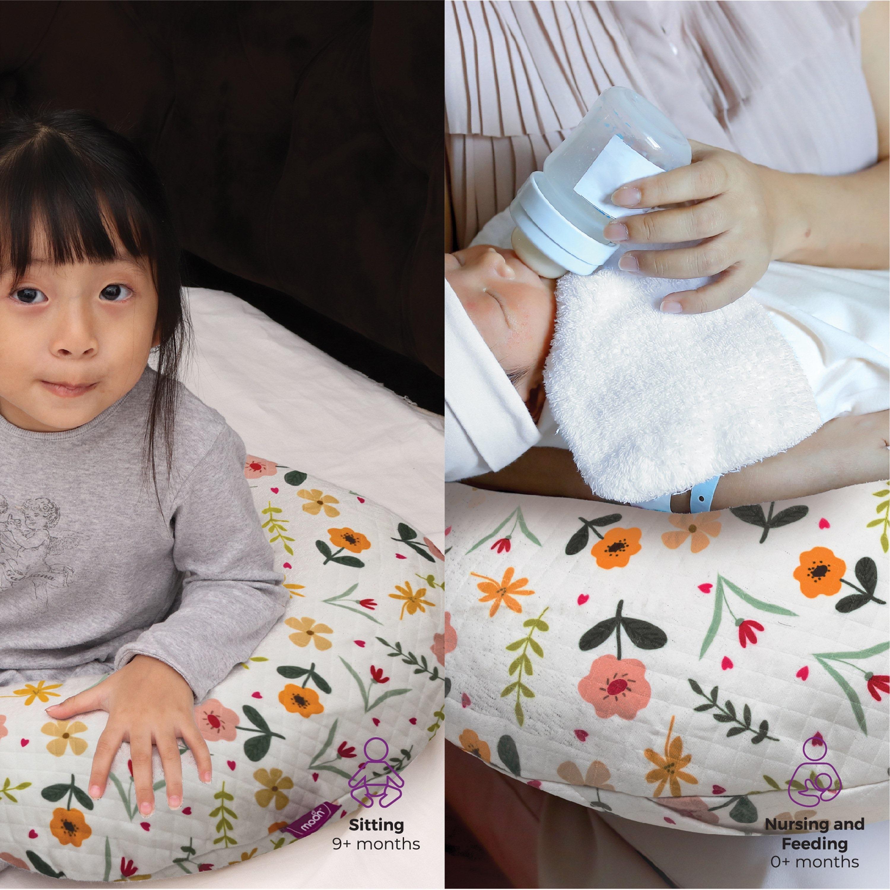 وسادة الرضاعة المحمولة بغطاء قابل للغسل من موون، زهور-baby-maternalcare-pregnancypillows-image-4