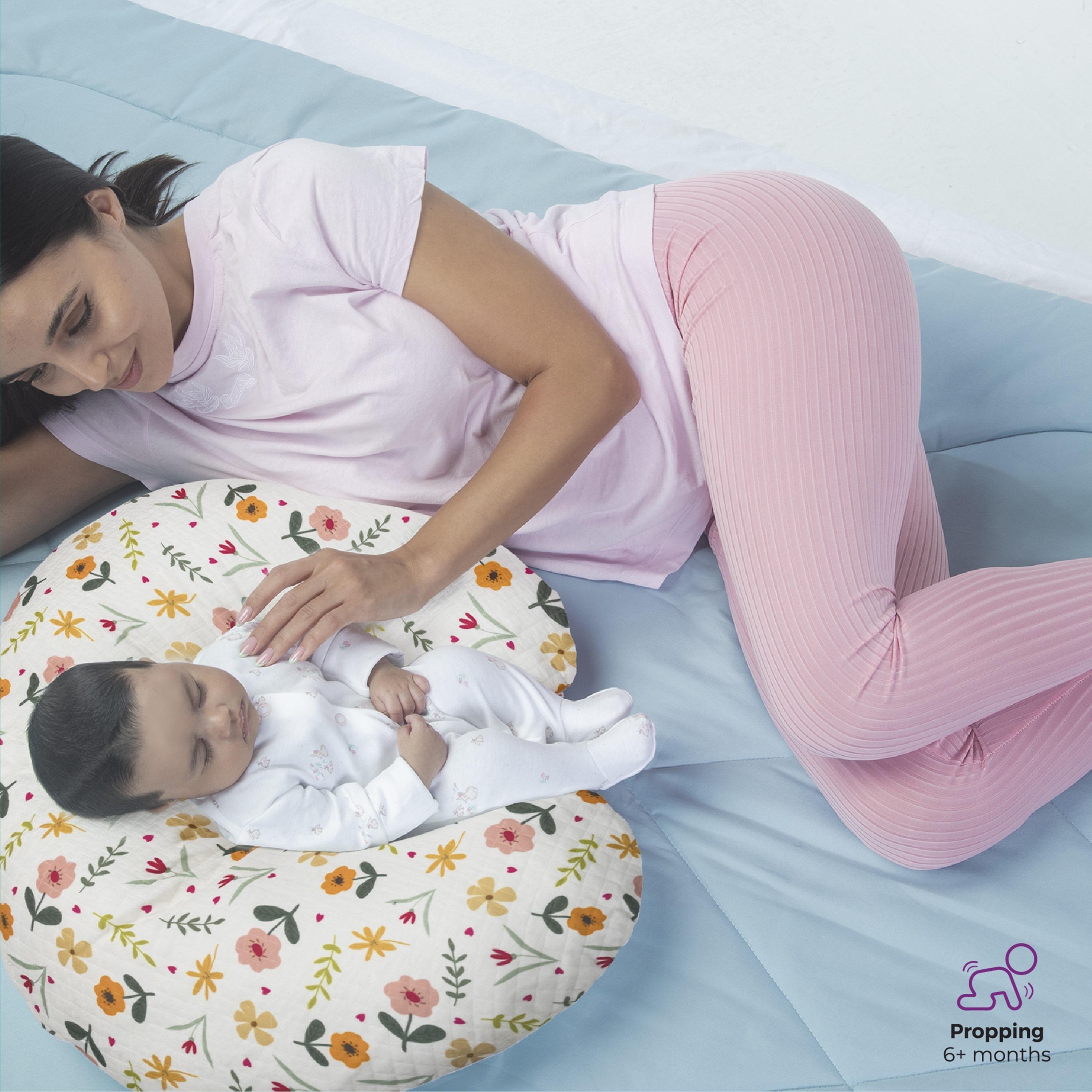 وسادة الرضاعة المحمولة بغطاء قابل للغسل من موون، زهور-baby-maternalcare-pregnancypillows-image-5