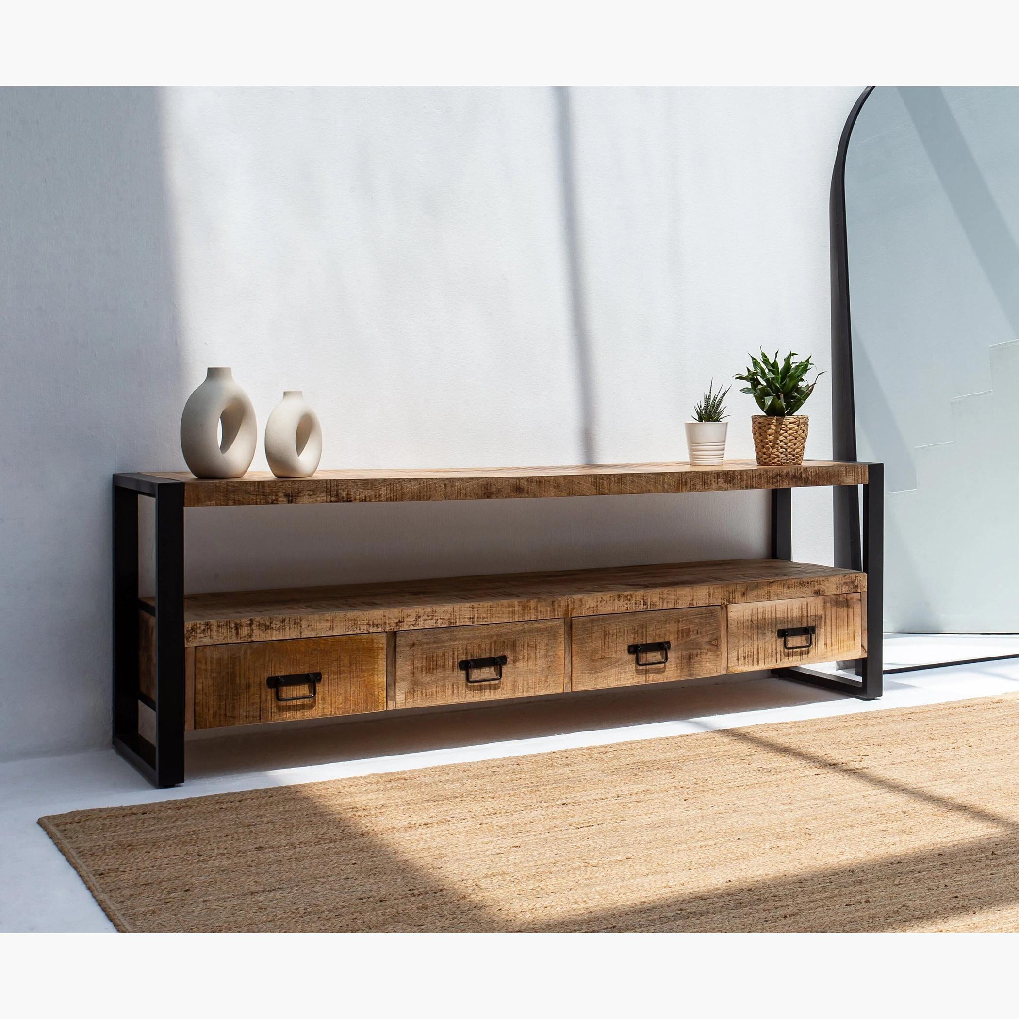 HomeKode Antique 4-Drawer TV Console