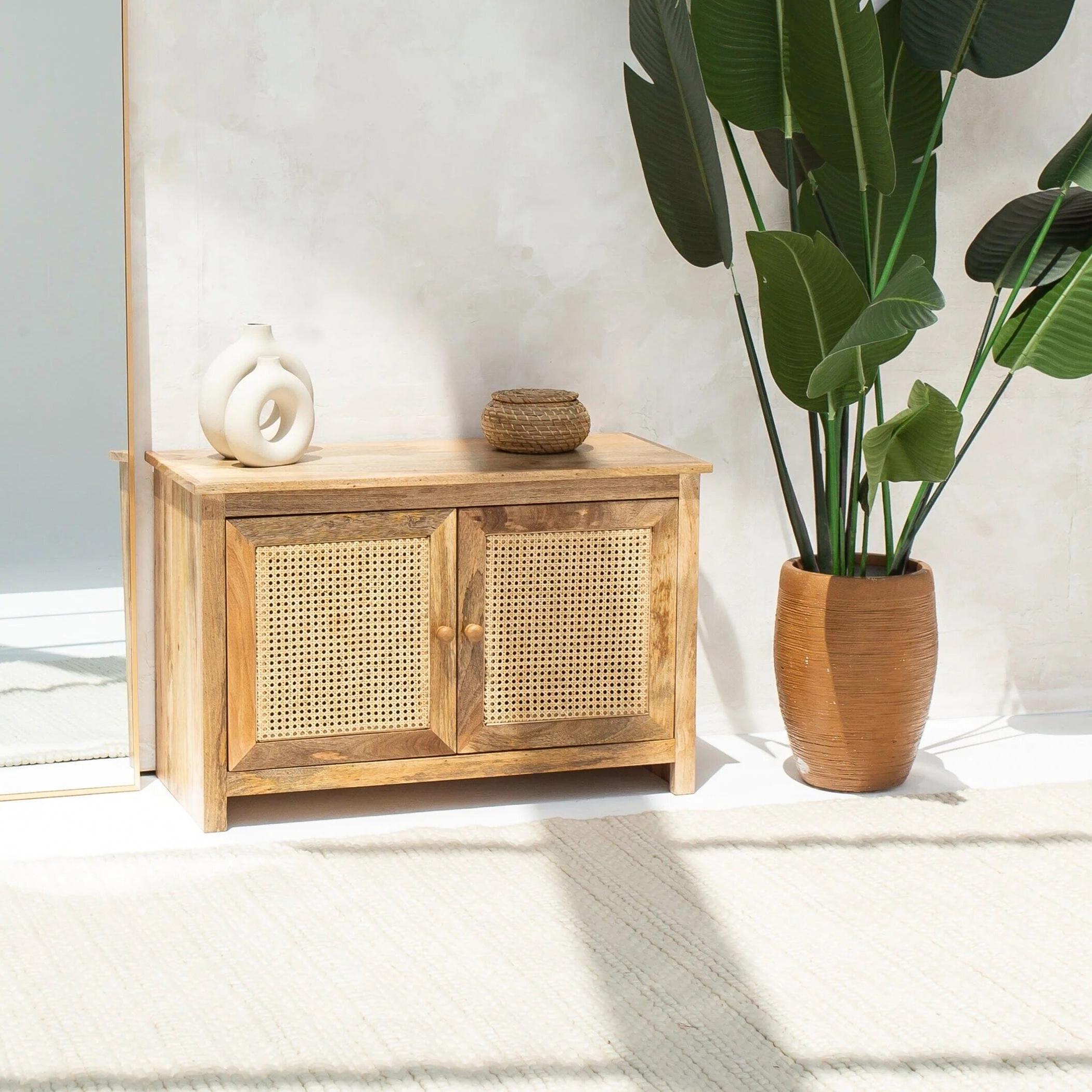 HomeKode Rattan 2 Doors Buffet
