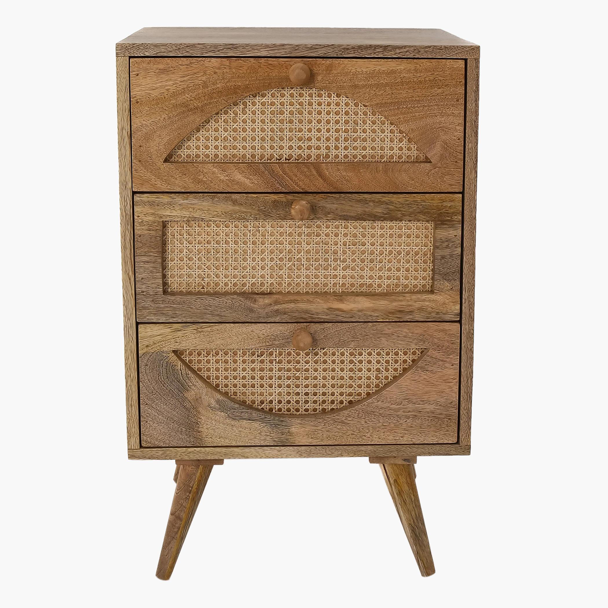 HomeKode Rattan 3-Drawer Side Table