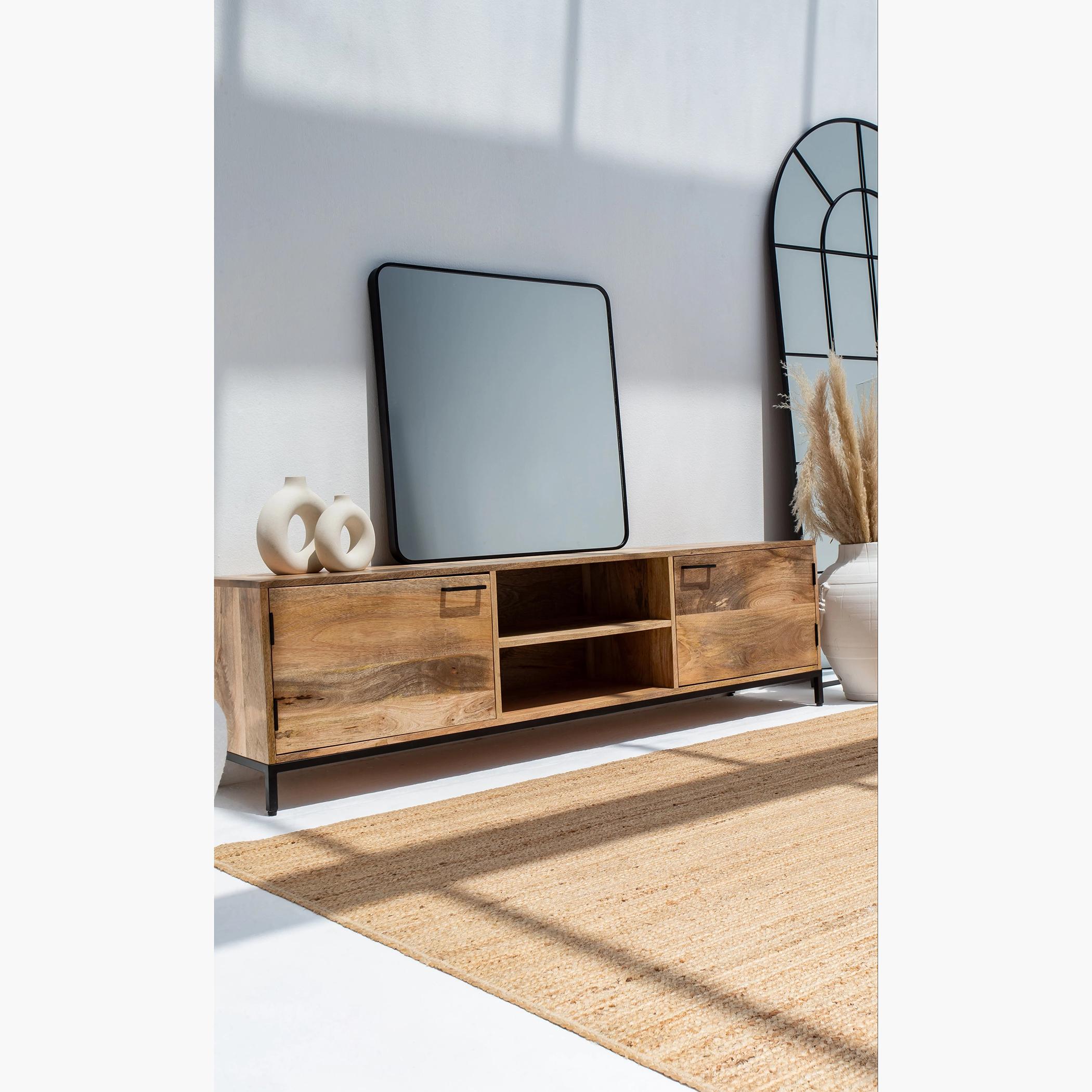 HomeKode Wooden 2-Door TV Console