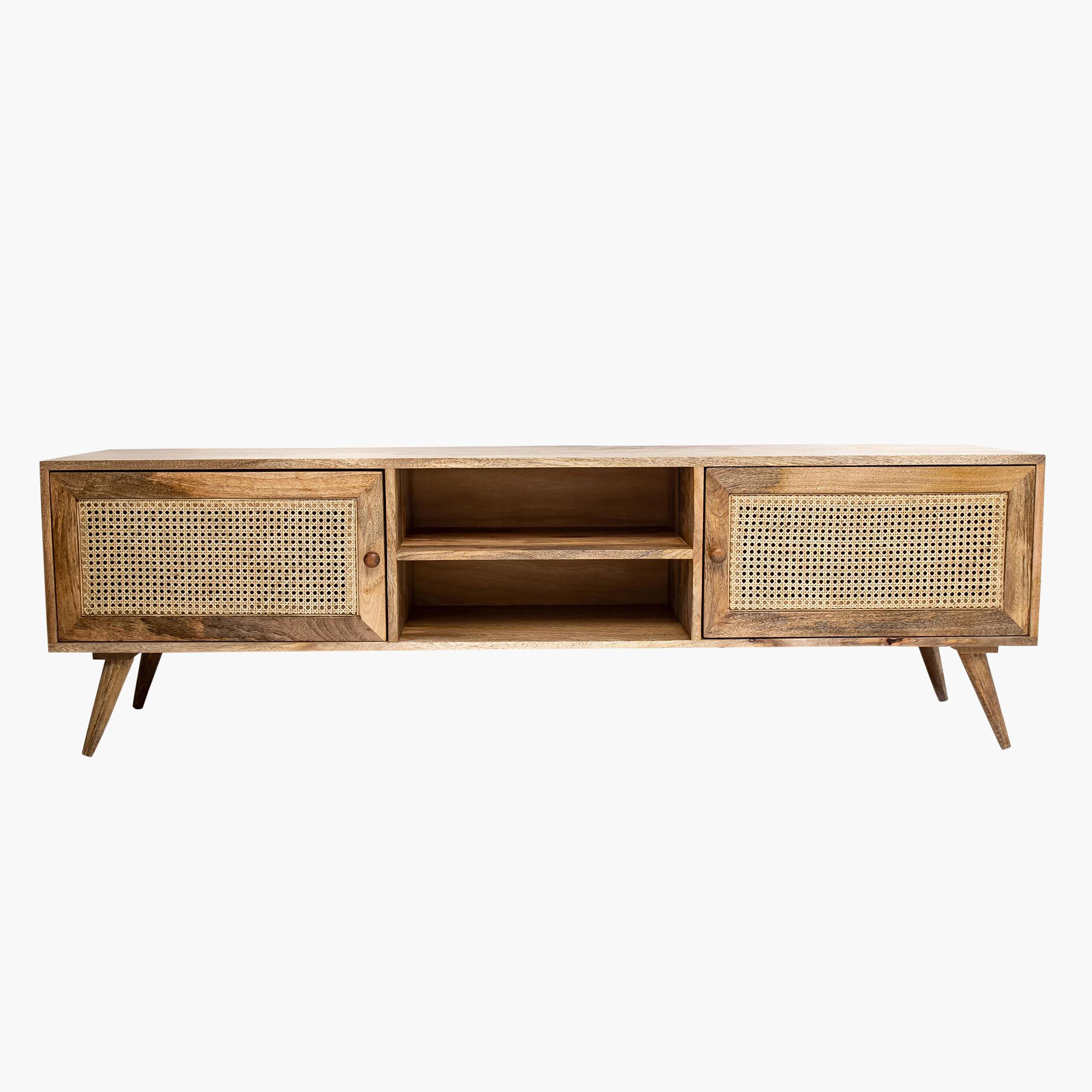 HomeKode Rattan 2-Door TV Console