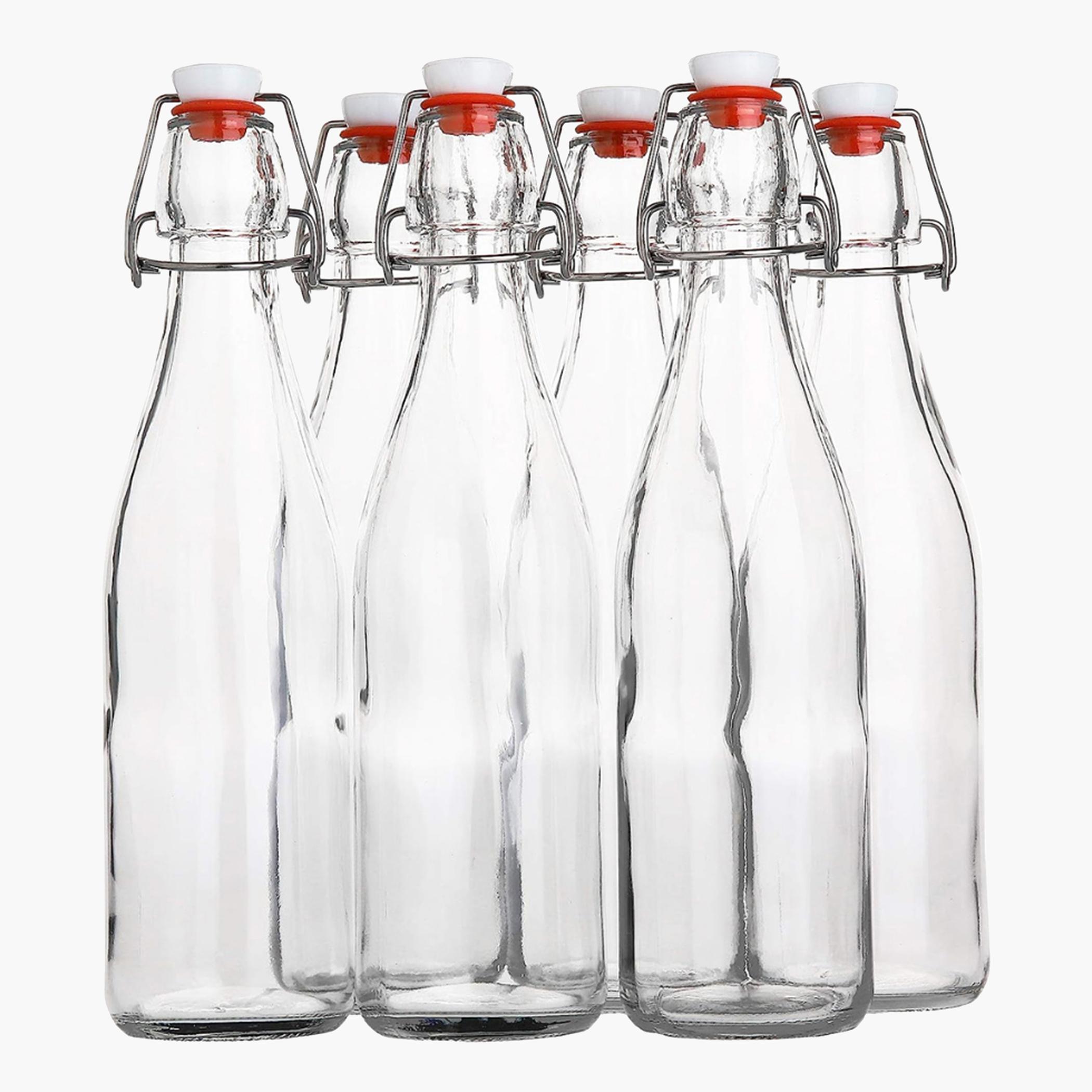 Quesea 6-Piece Flip Top Glass Bottle Set - 500 ml