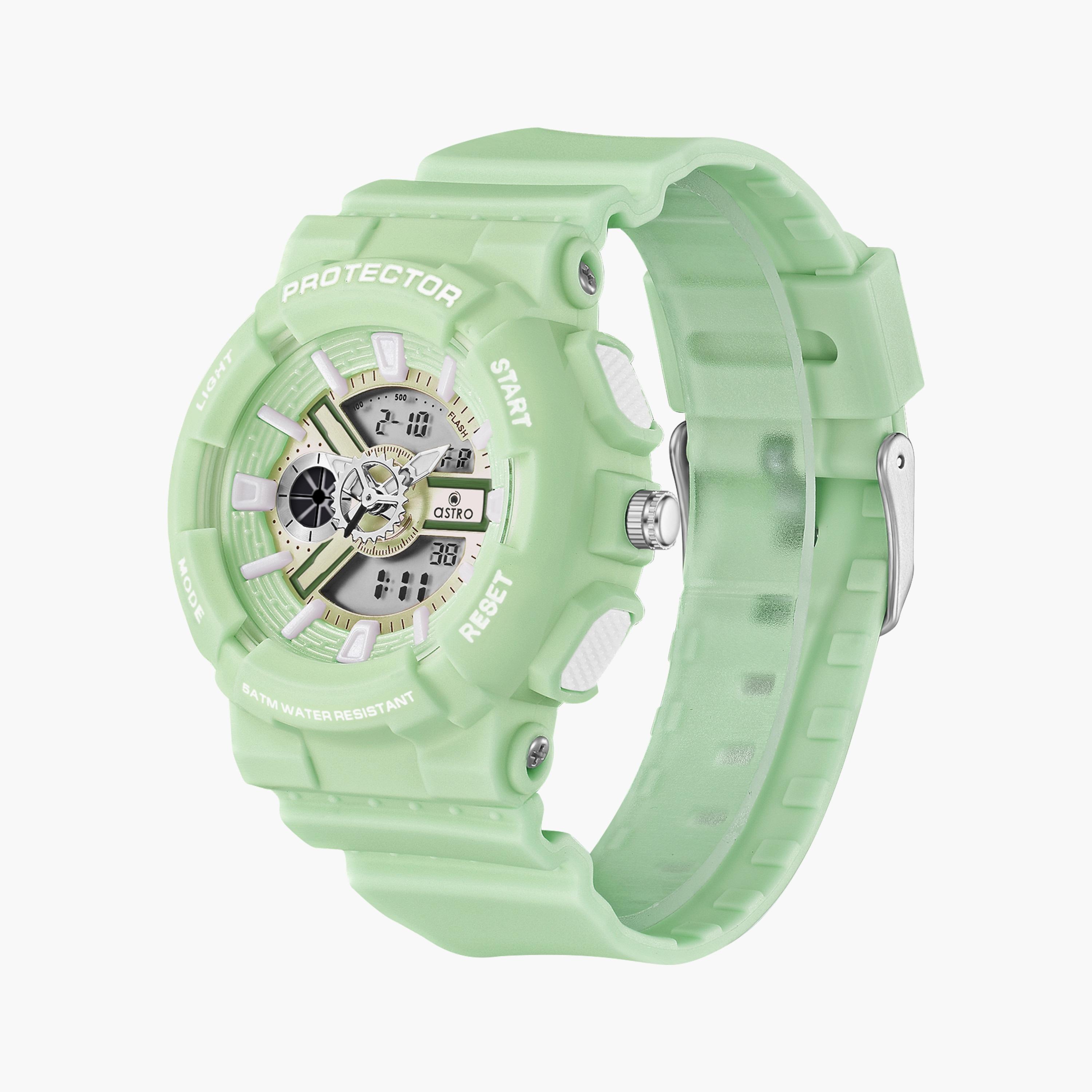 A23818-PPHH | ساعة رقمية ذات انالوج للأطفال بسوار سيليكون بلون اخضر من أسترو-girls-accessories-watches-image-2