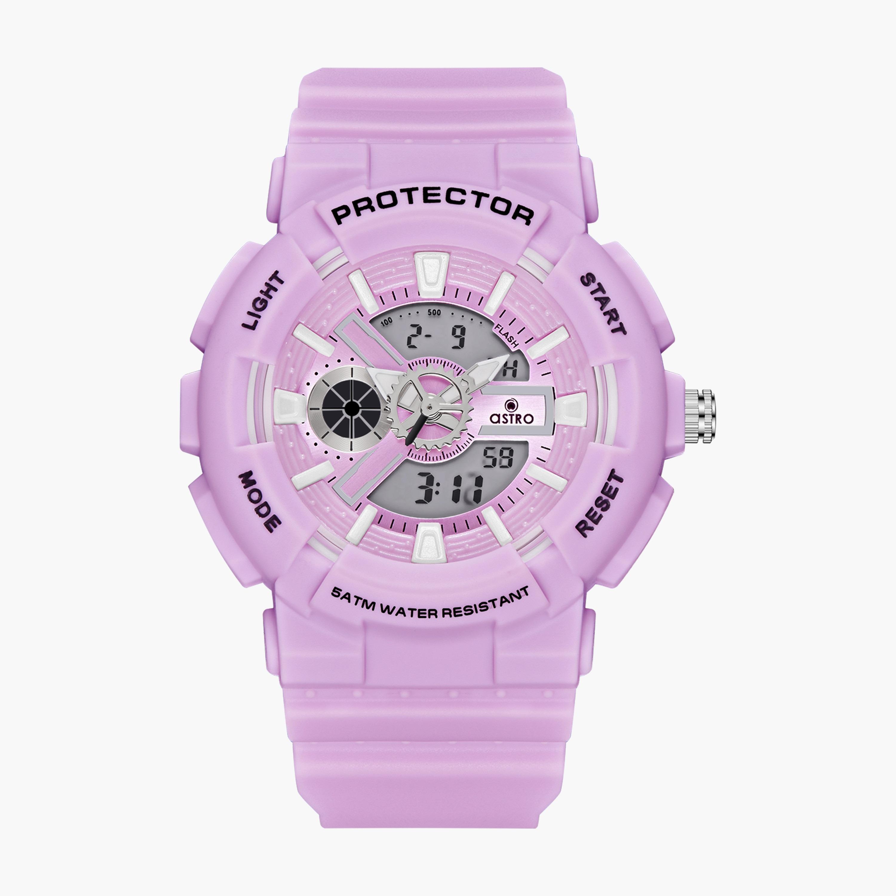 A23818-PPVV | ساعة رقمية ذات انالوج للأطفال بسوار سيليكون بلون بنفسجي فاتح من أسترو-girls-accessories-watches-image-1