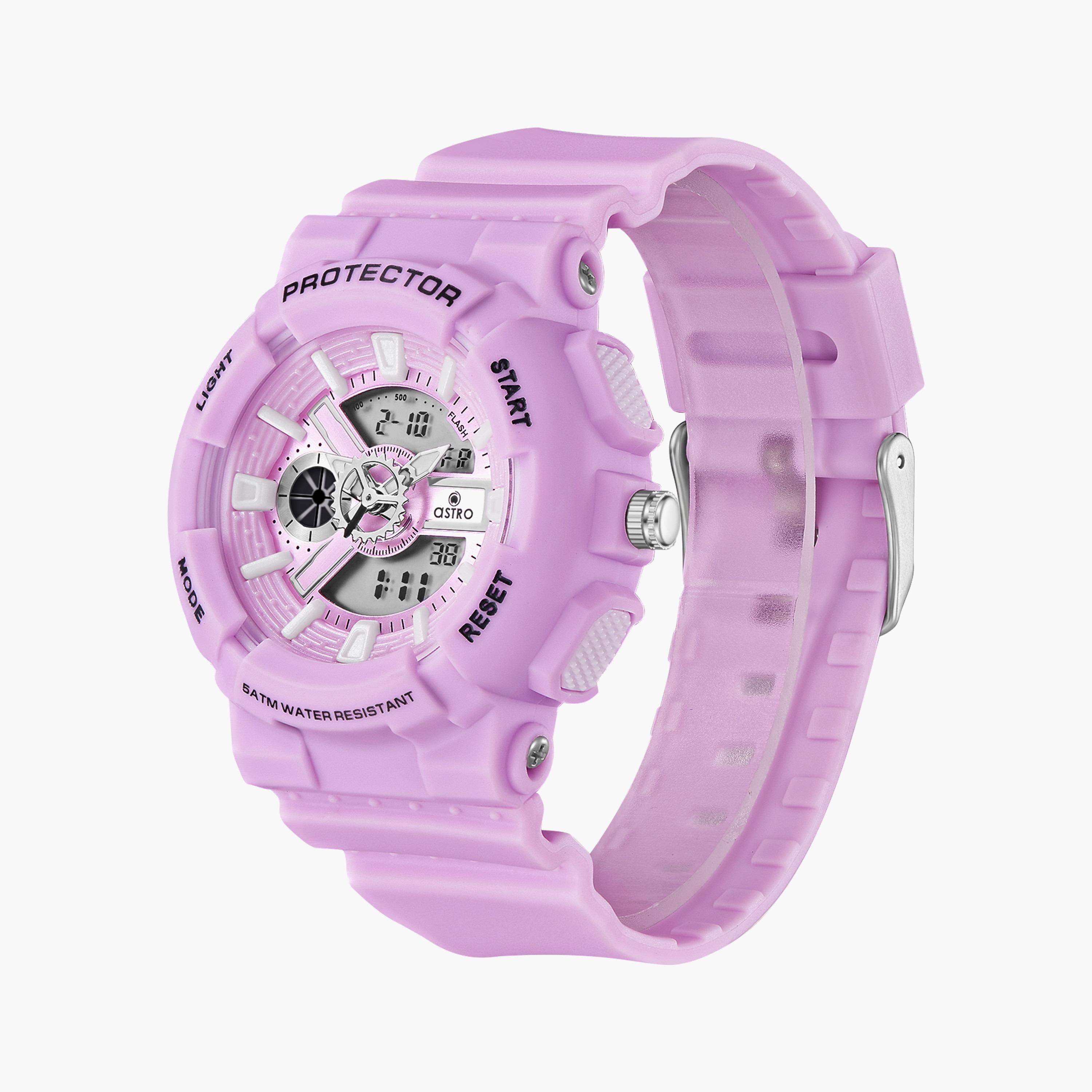 A23818-PPVV | ساعة رقمية ذات انالوج للأطفال بسوار سيليكون بلون بنفسجي فاتح من أسترو-girls-accessories-watches-image-2