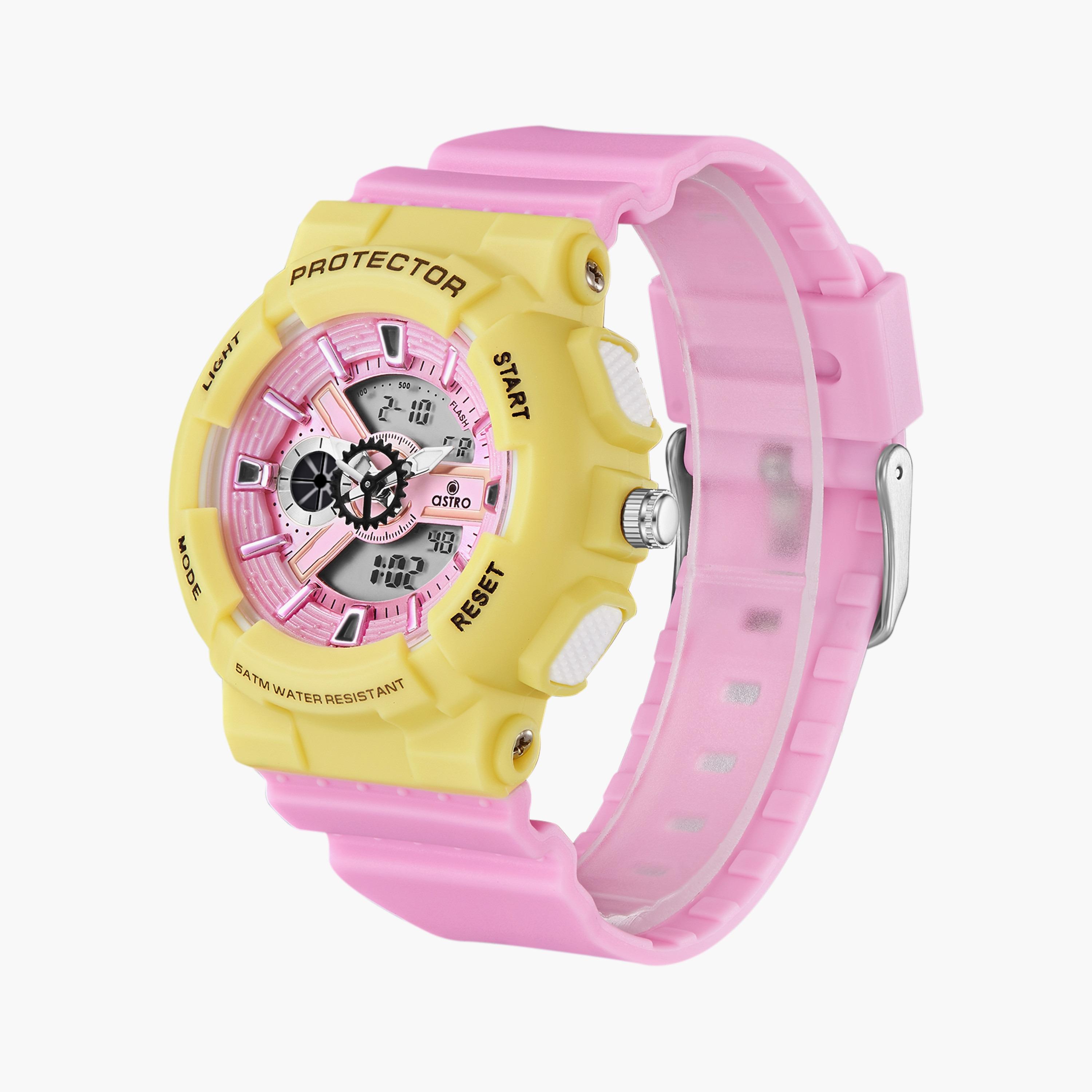A23818-PPPY | ساعة رقمية ذات انالوج للأطفال بسوار سيليكون بلون وردي من أسترو-girls-accessories-watches-image-2