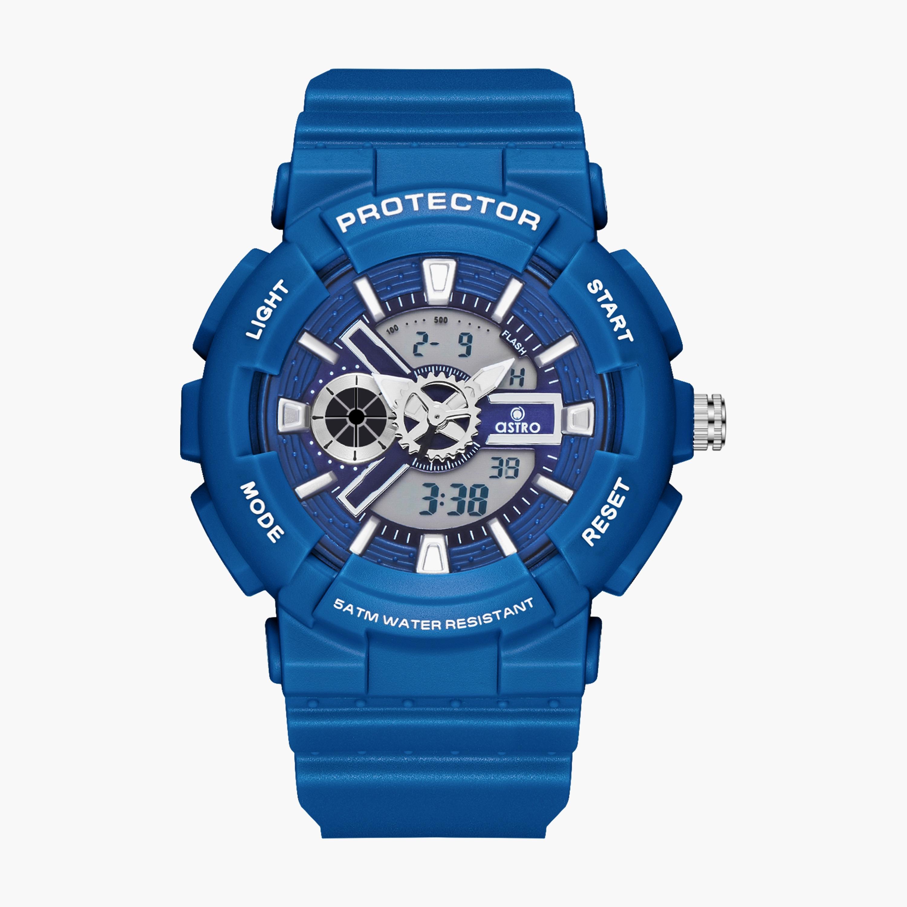 A23818-PPNN | ساعة رقمية ذات انالوج للأطفال بسوار سيليكون بلون ازرق من أسترو-girls-accessories-watches-image-1