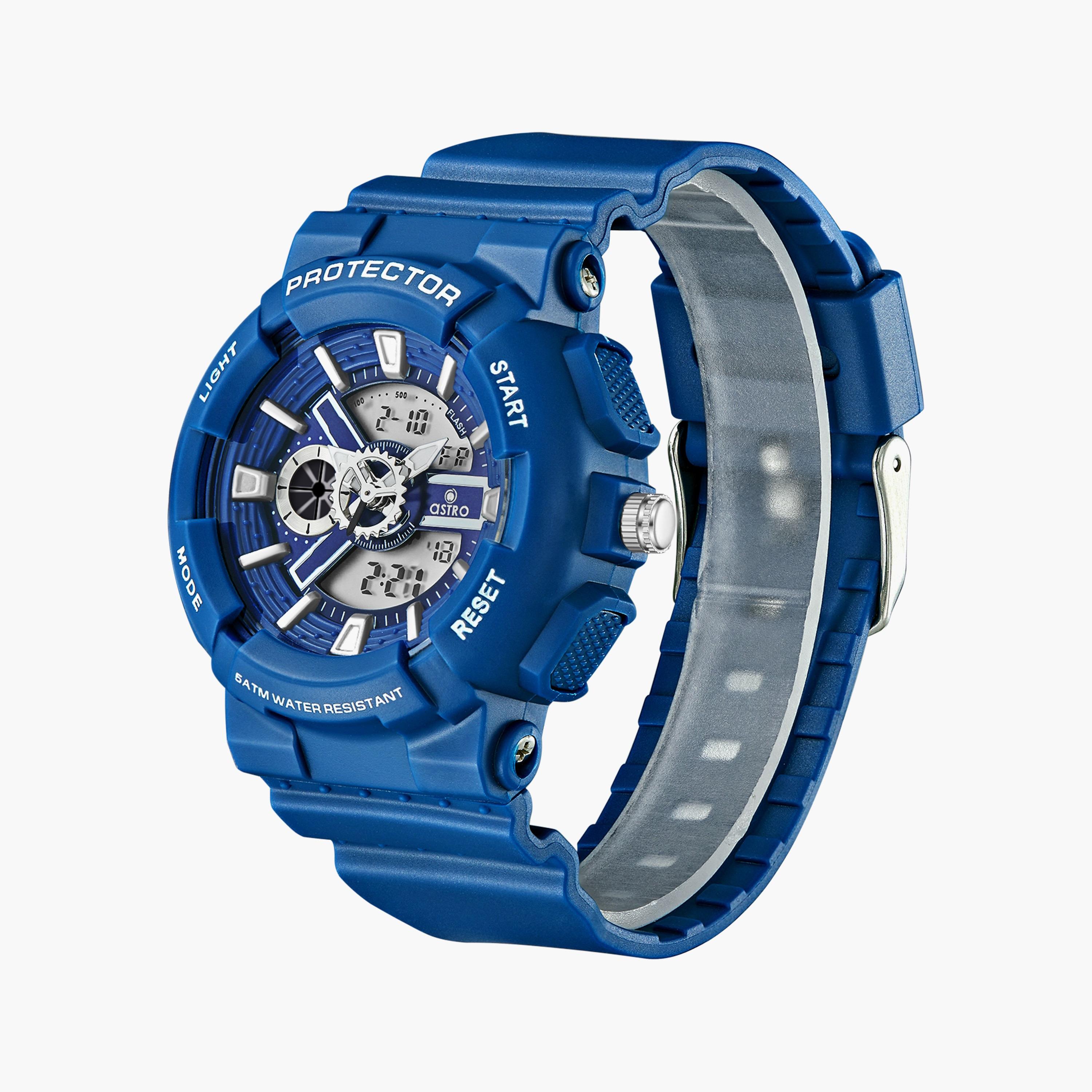 A23818-PPNN | ساعة رقمية ذات انالوج للأطفال بسوار سيليكون بلون ازرق من أسترو-girls-accessories-watches-image-2
