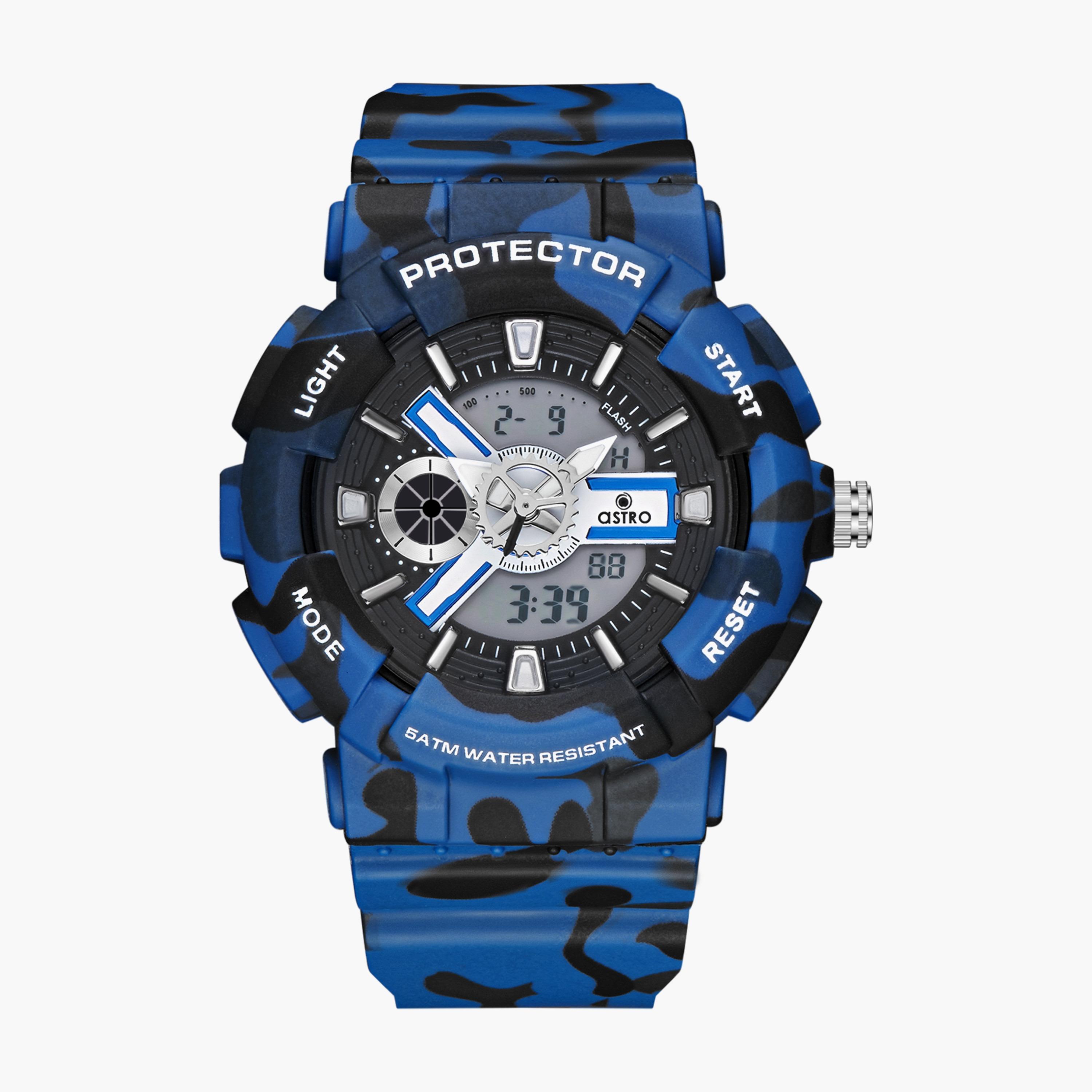 A23818-PPNNB | ساعة رقمية ذات انالوج للأطفال بسوار سيليكون بلون ازرق من أسترو-girls-accessories-watches-image-1
