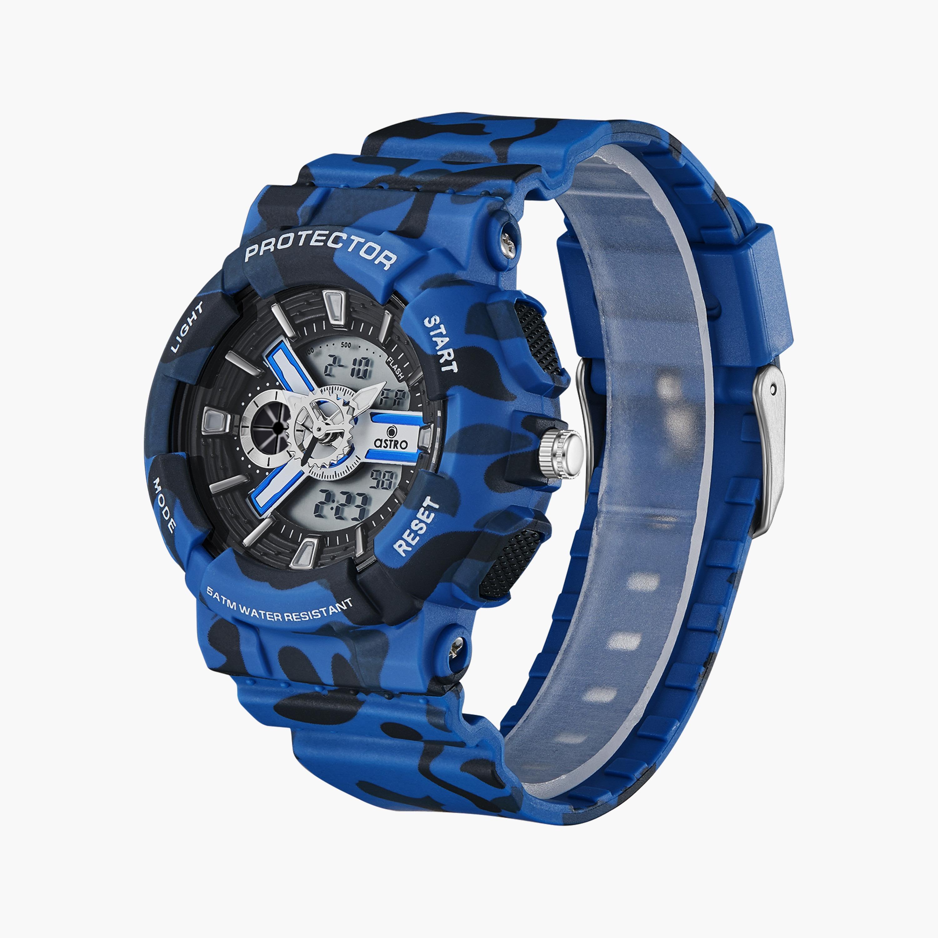 A23818-PPNNB | ساعة رقمية ذات انالوج للأطفال بسوار سيليكون بلون ازرق من أسترو-girls-accessories-watches-image-2