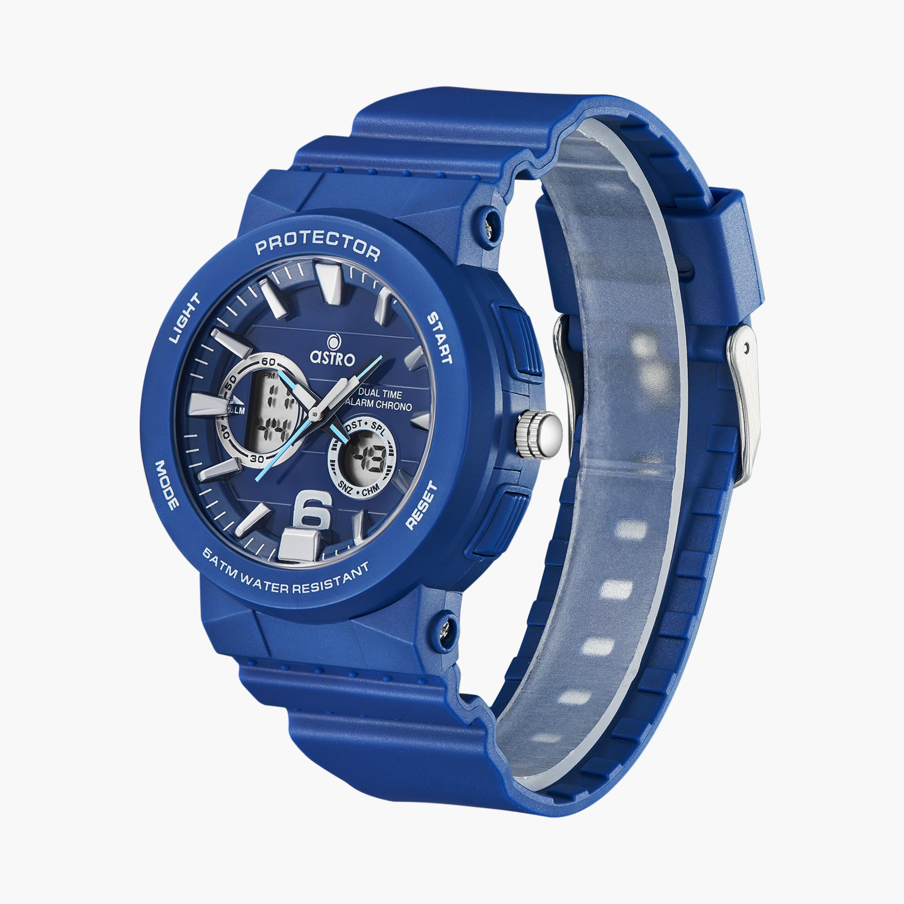 A23819-PPNN | ساعة رقمية ذات انالوج للأطفال بسوار سيليكون بلون ازرق من أسترو-girls-accessories-watches-image-2